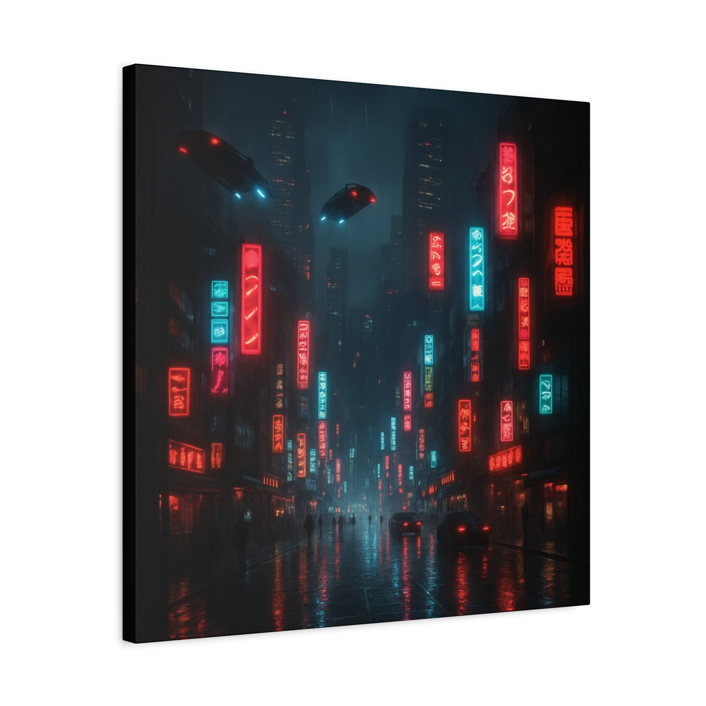 Neon City Street Matte Canvas
