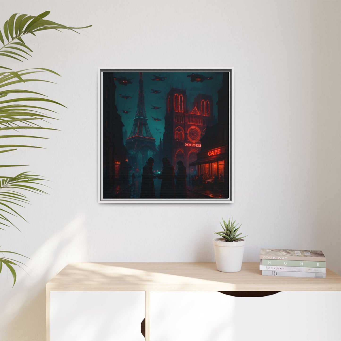 Neon Paris Dream Framed Matte Canvas