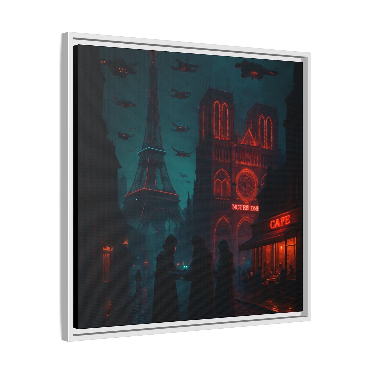 Neon Paris Dream Framed Matte Canvas