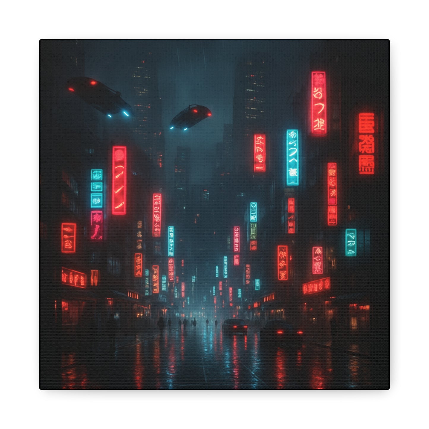 Neon City Street Matte Canvas