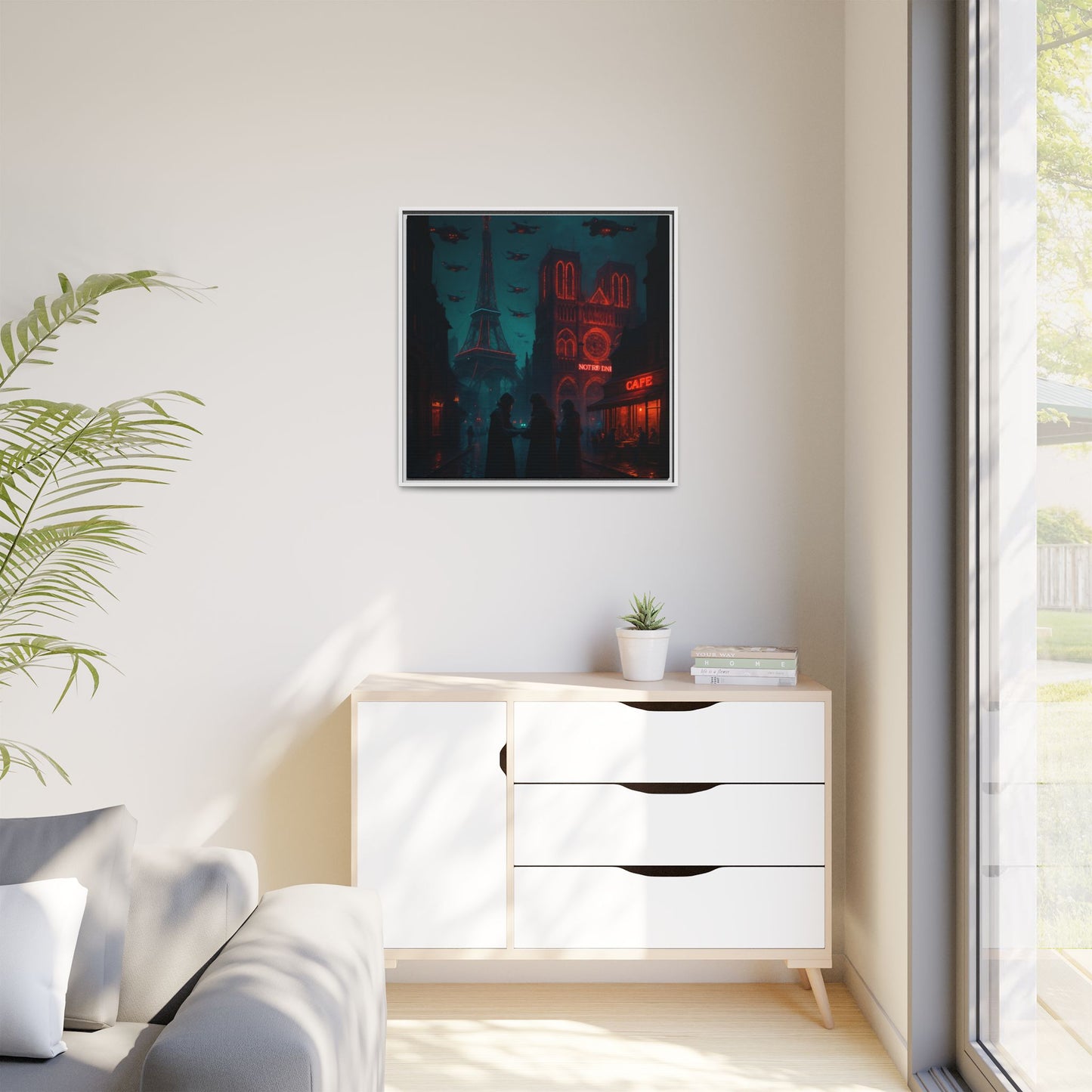 Neon Paris Dream Framed Matte Canvas
