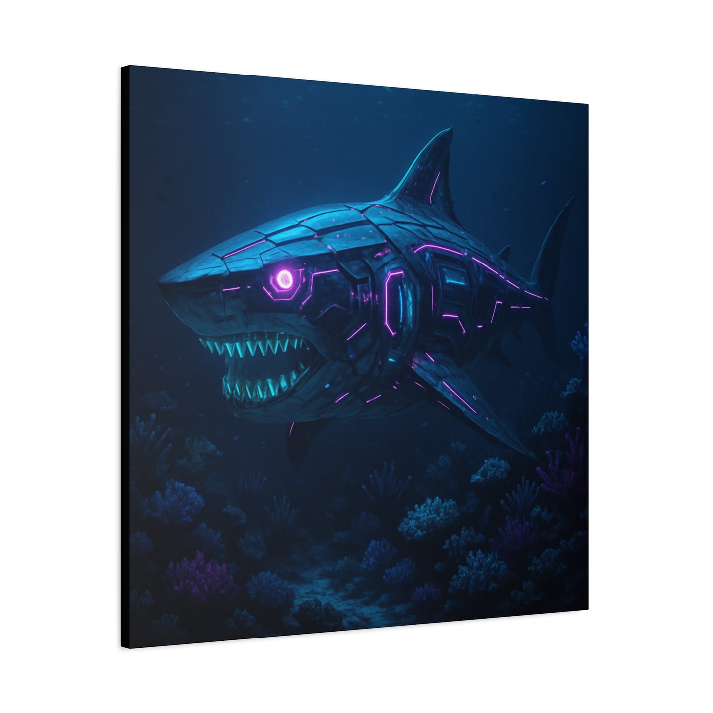 Cyber Shark Abyss Matte Canvas