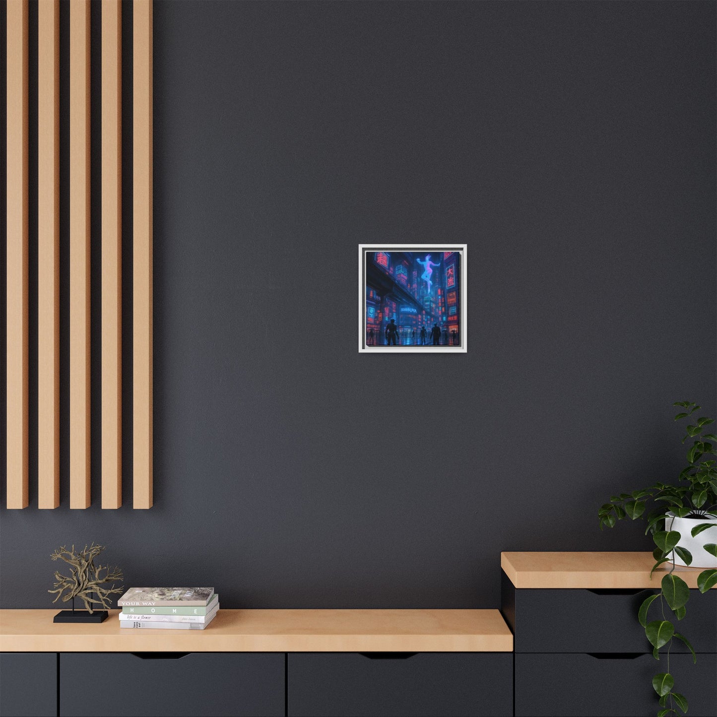Neon Shibuya Spirit Framed Matte Canvas