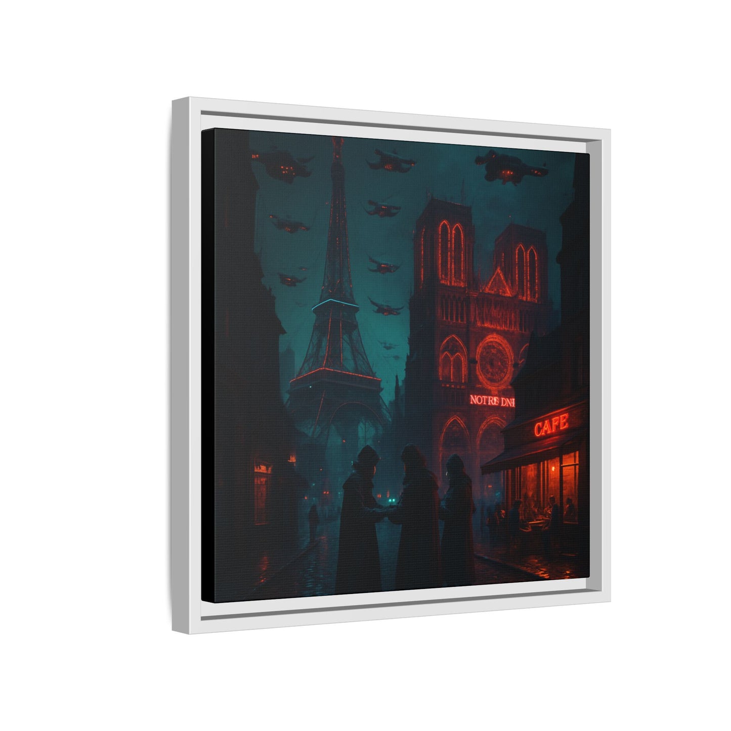 Neon Paris Dream Framed Matte Canvas