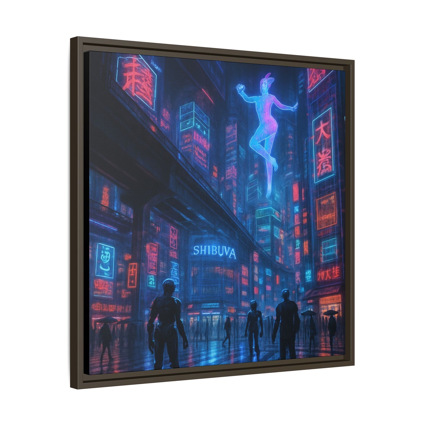 Neon Shibuya Spirit Framed Matte Canvas