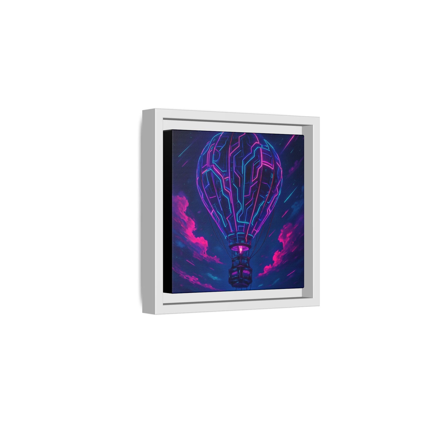 Neon Circuit Balloon Framed Matte Canvas