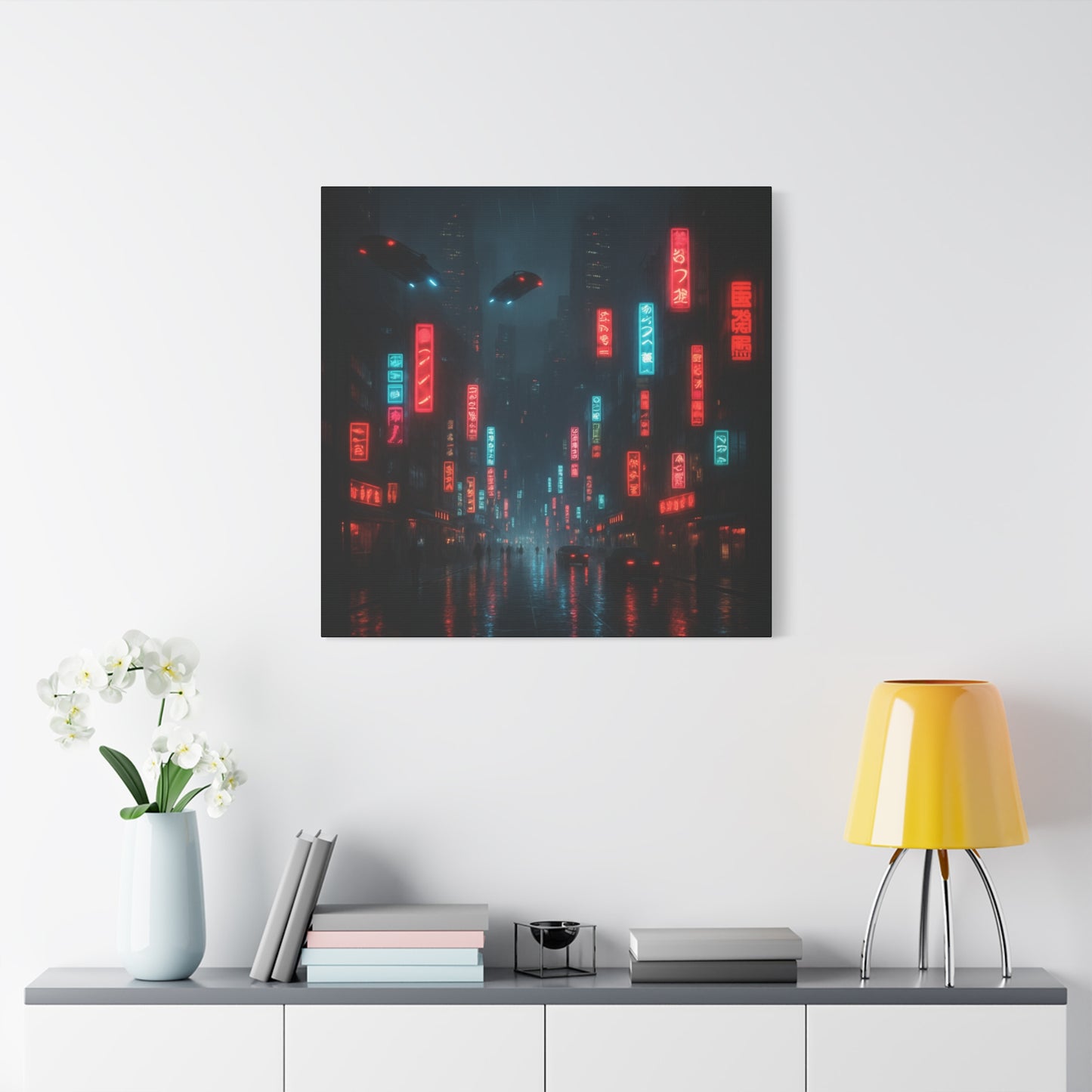 Neon City Street Matte Canvas
