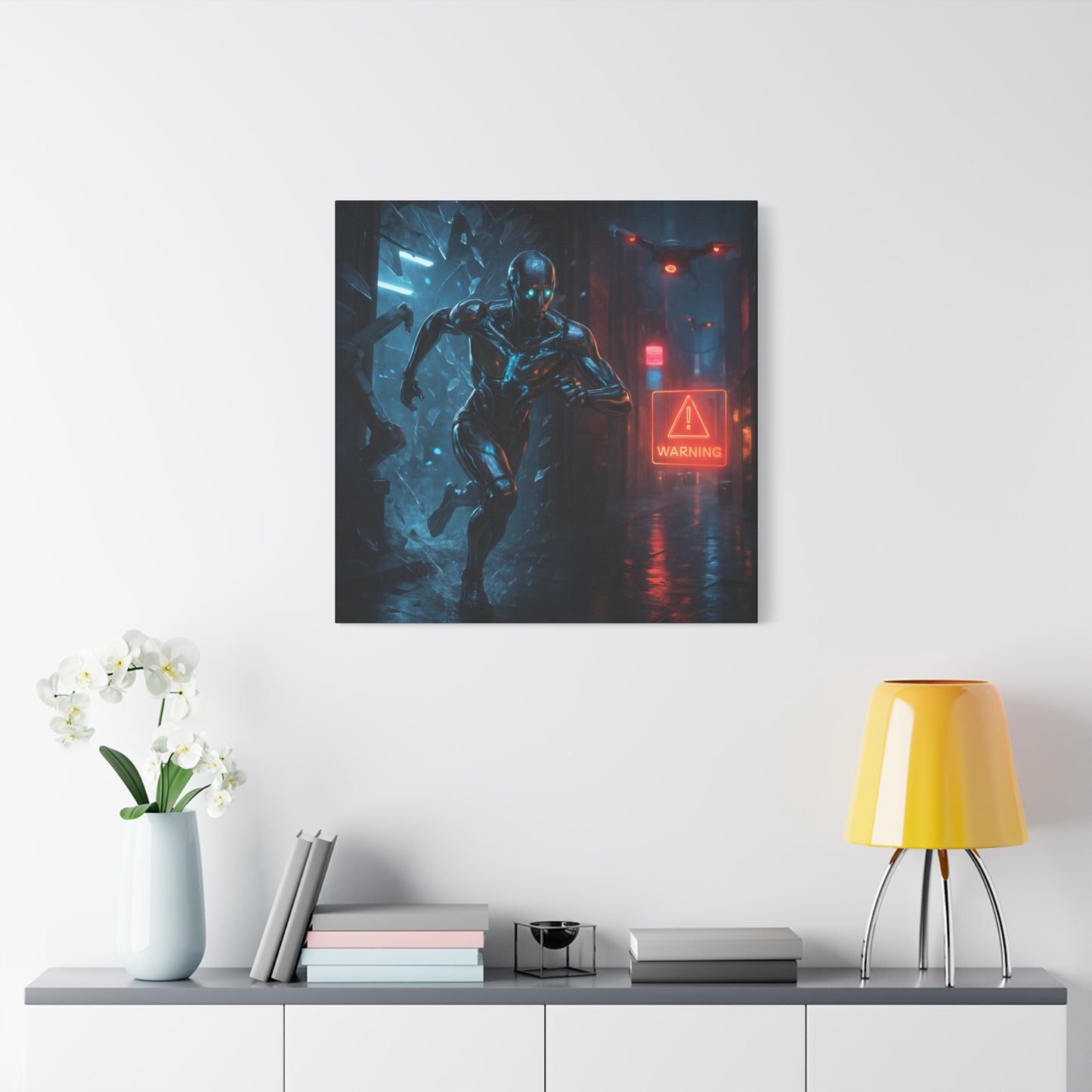 Neon Escape Futuristic Runner Matte Canvas
