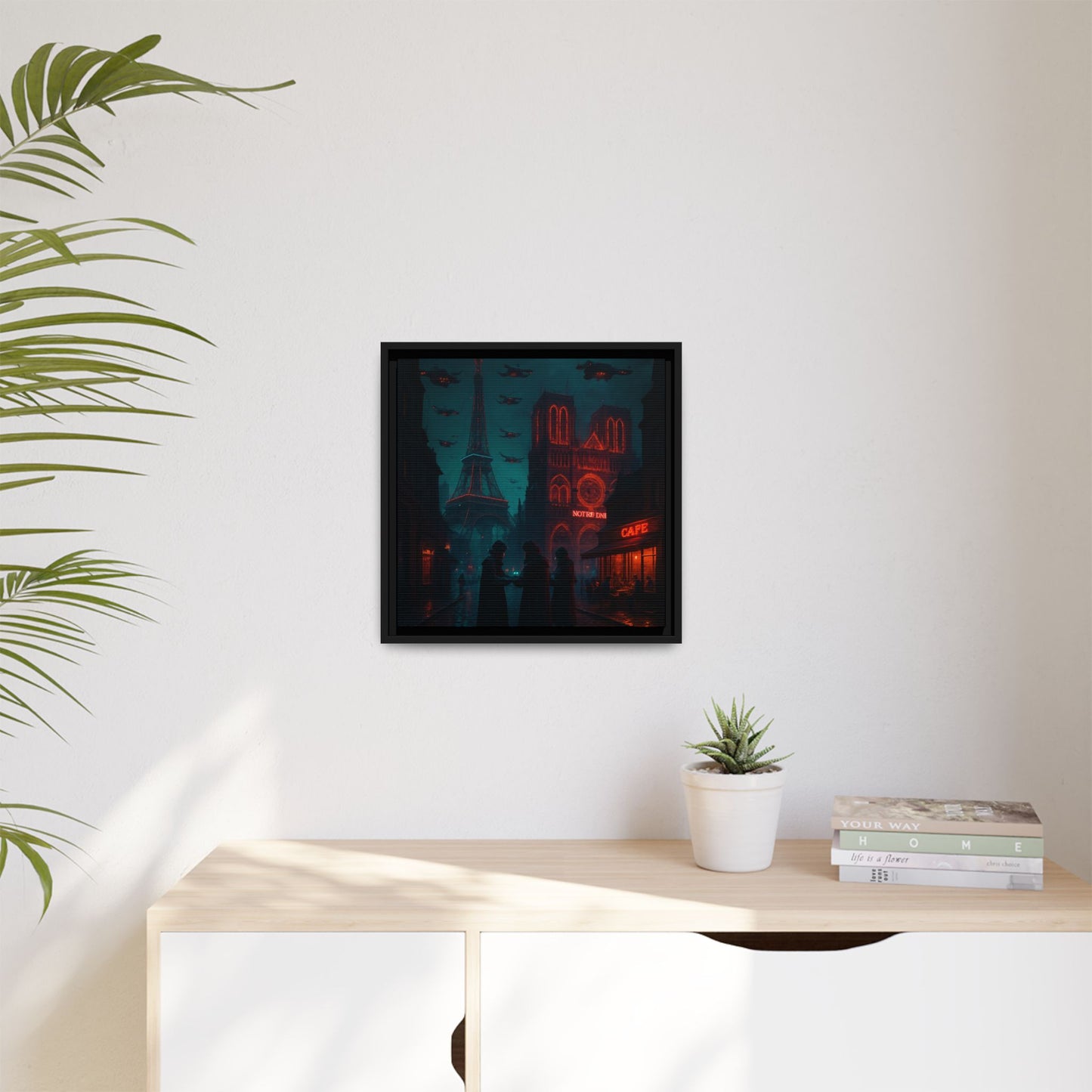 Neon Paris Dream Framed Matte Canvas