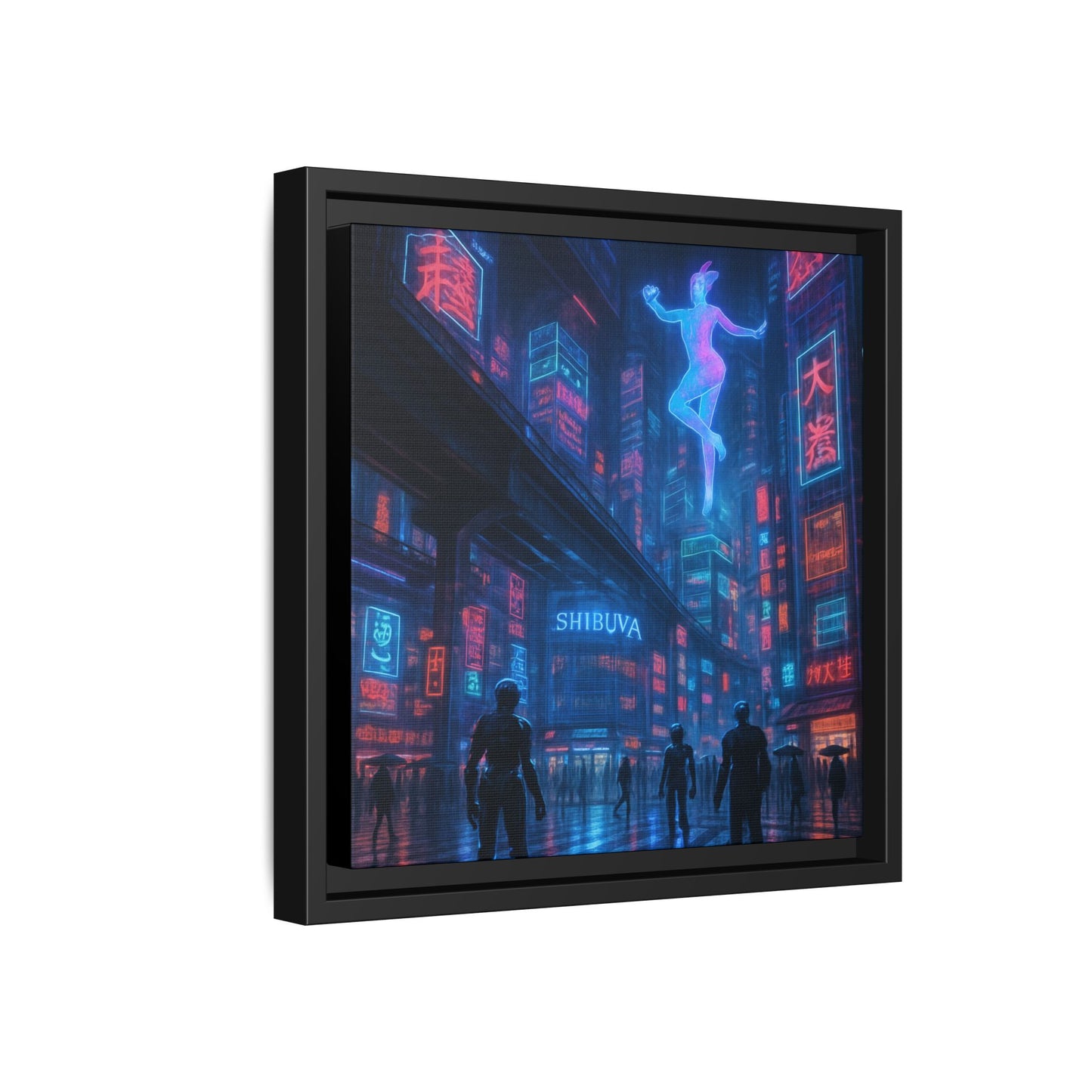 Neon Shibuya Spirit Framed Matte Canvas