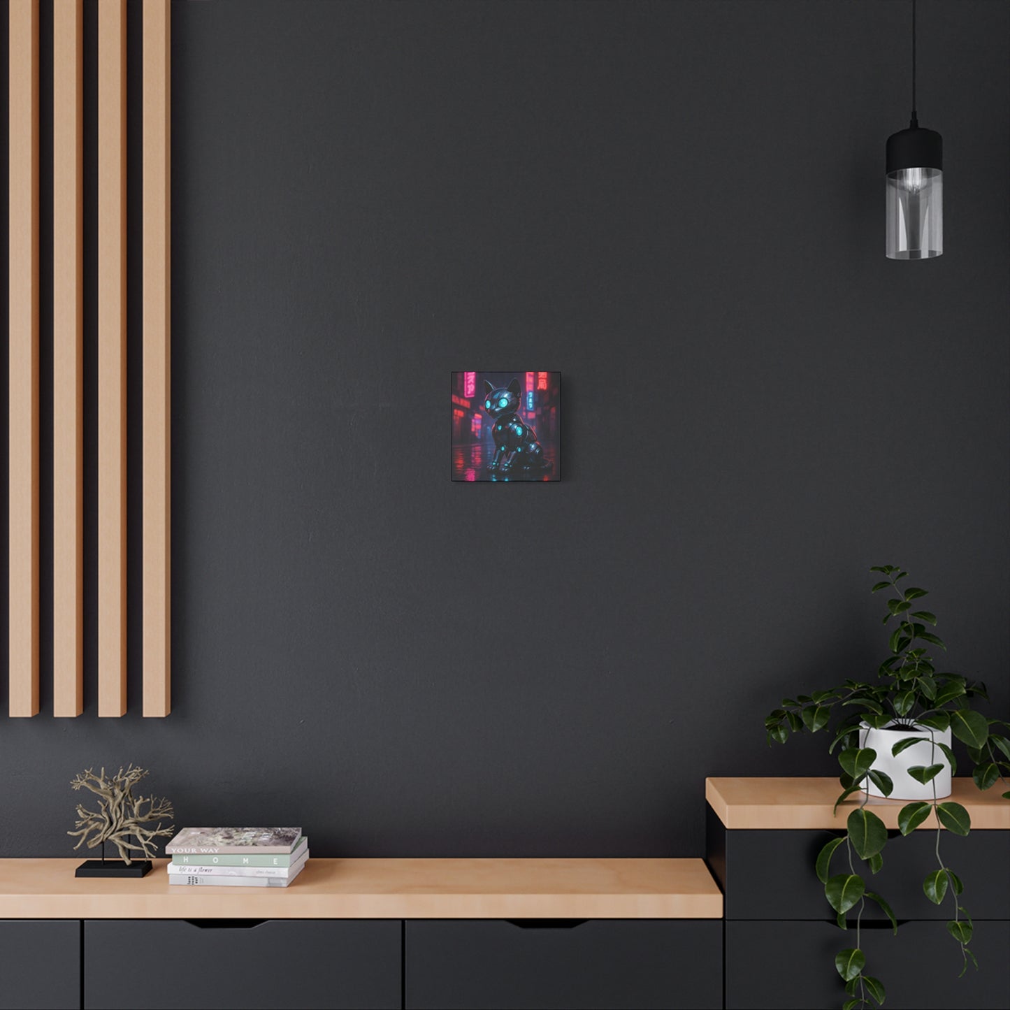 Cyber Neon Cat Matte Canvas