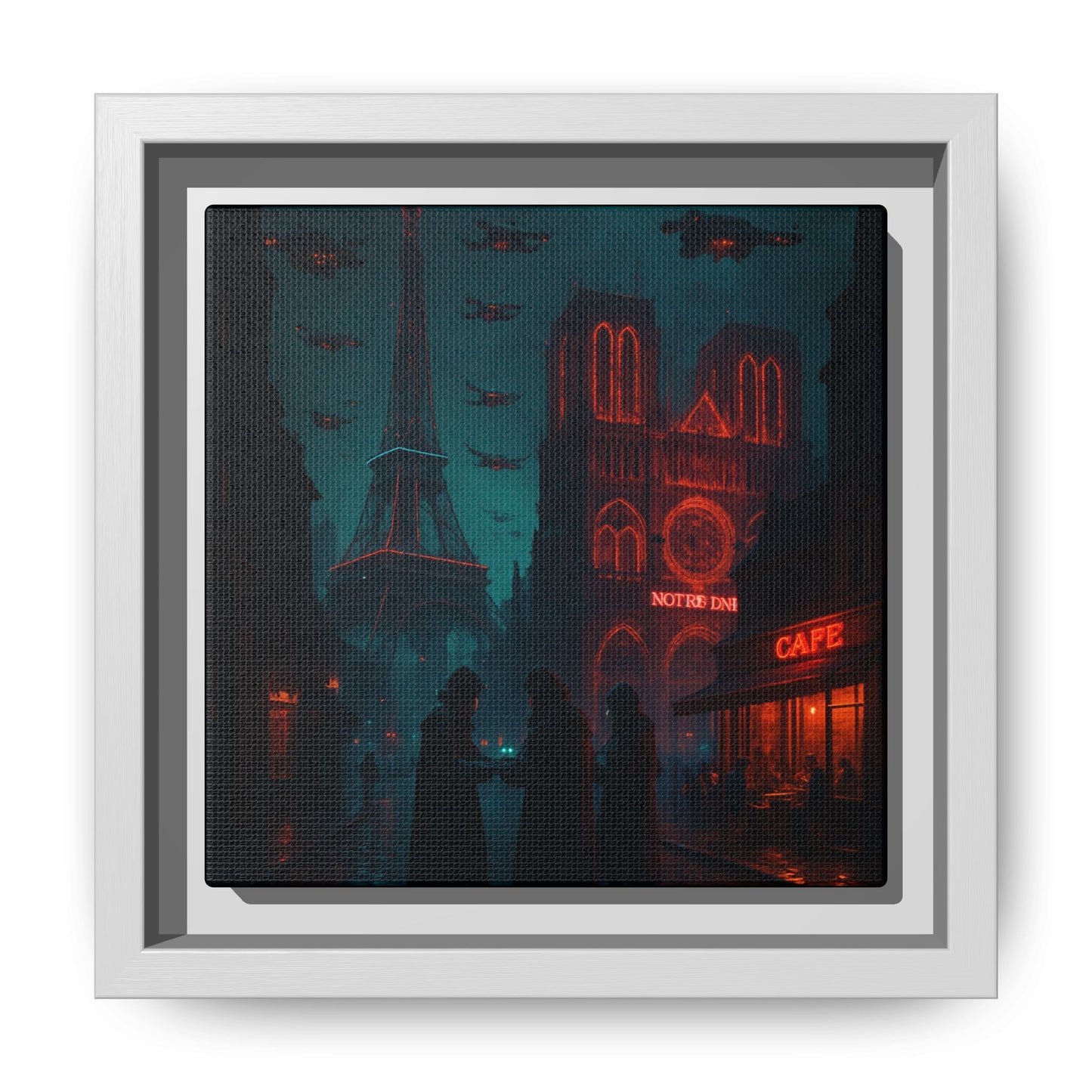Neon Paris Dream Framed Matte Canvas