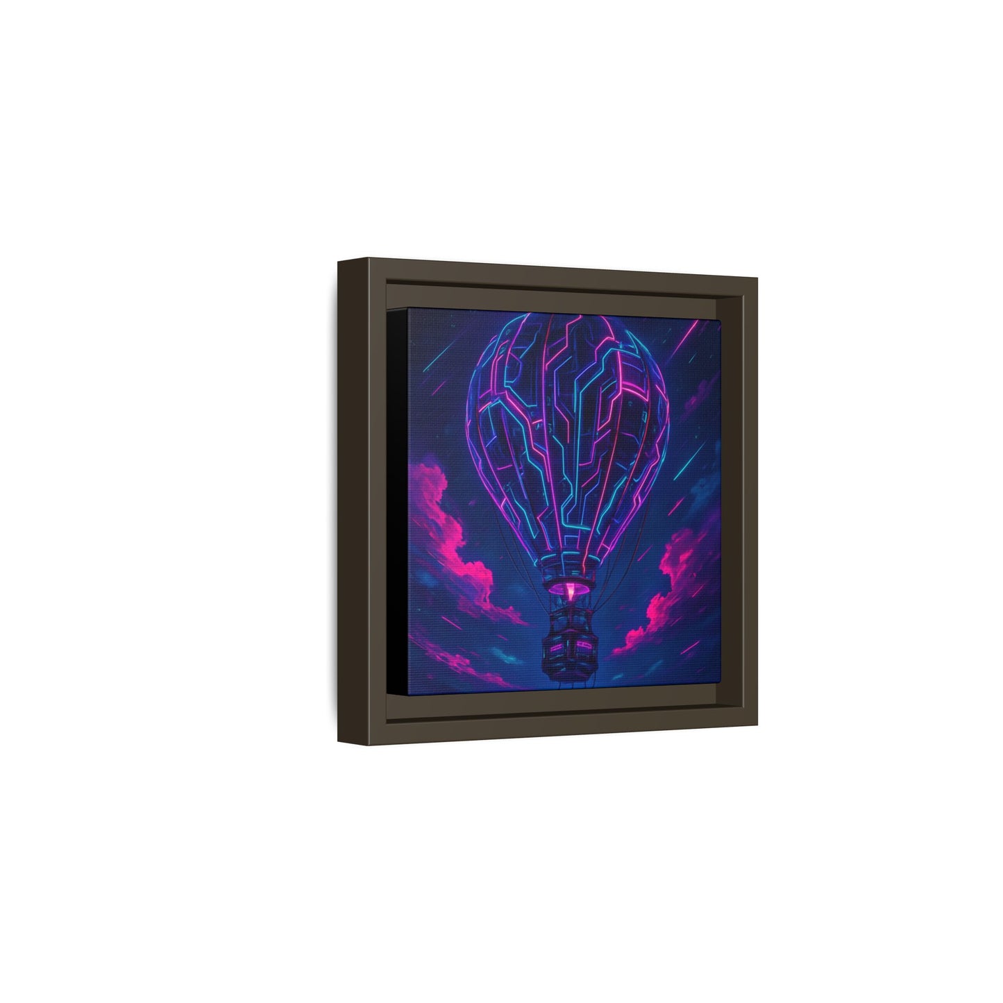 Neon Circuit Balloon Framed Matte Canvas