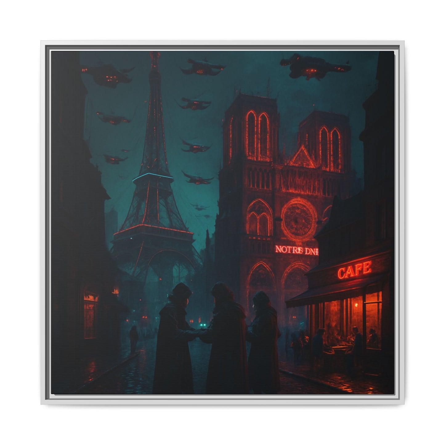 Neon Paris Dream Framed Matte Canvas