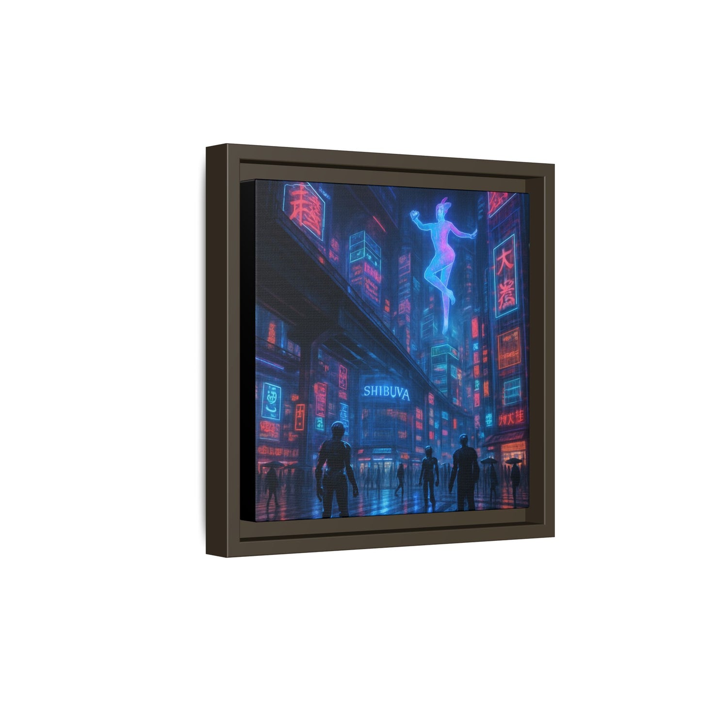 Neon Shibuya Spirit Framed Matte Canvas