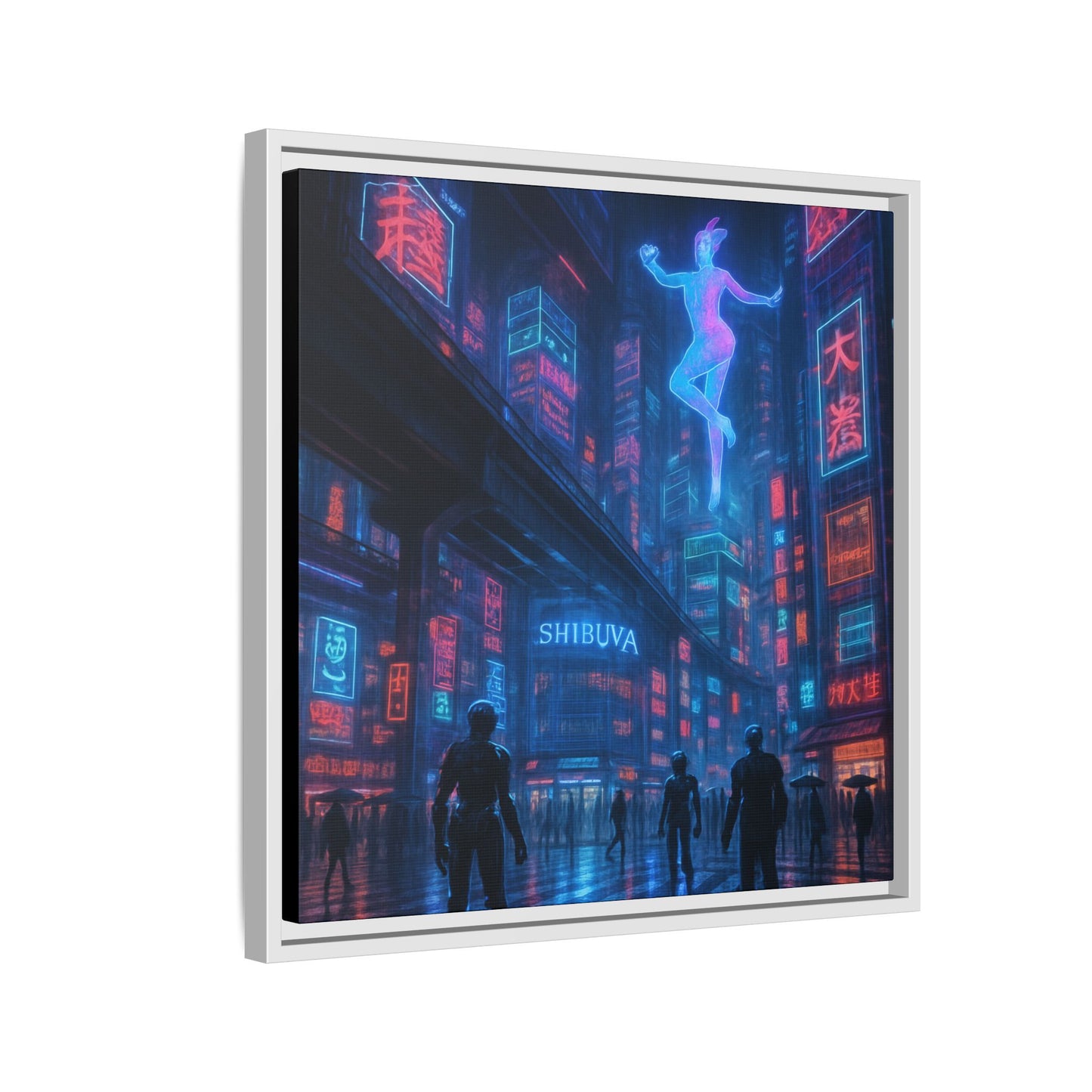 Neon Shibuya Spirit Framed Matte Canvas