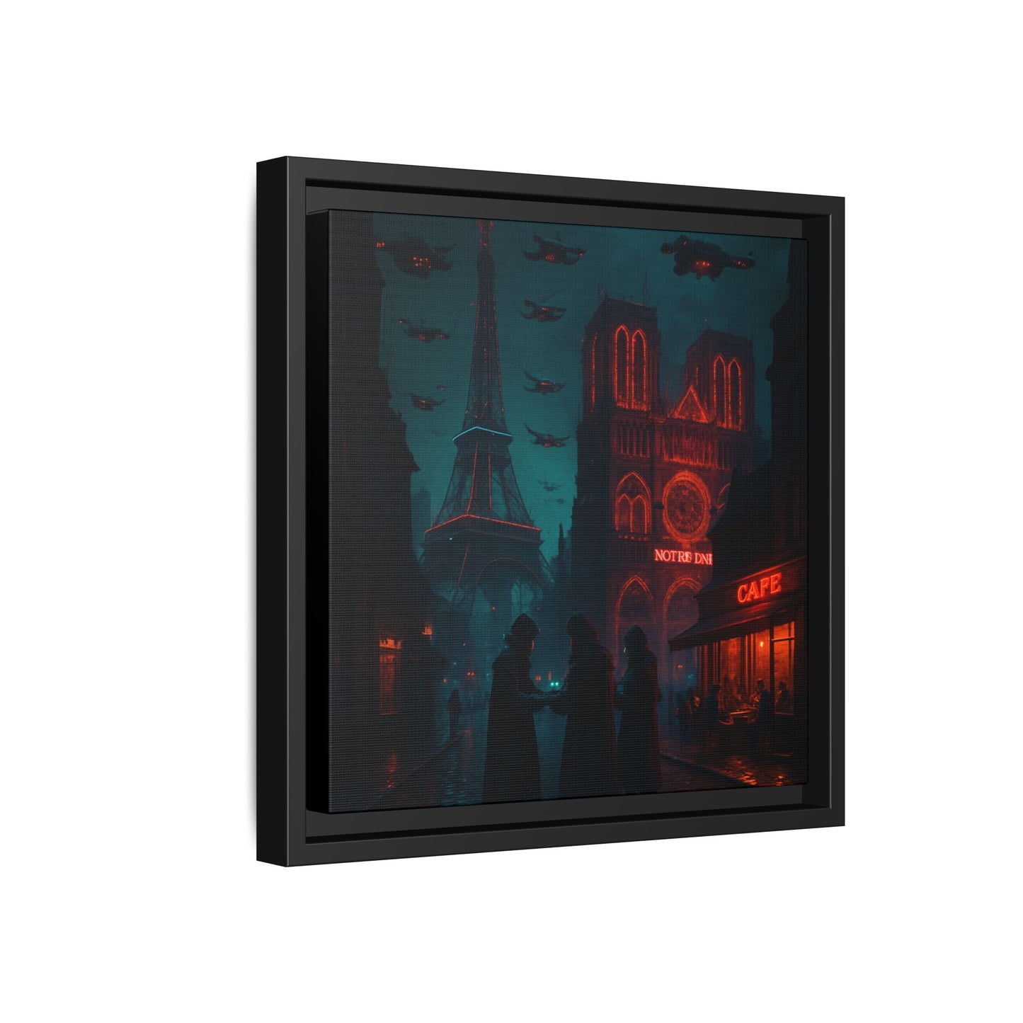 Neon Paris Dream Framed Matte Canvas
