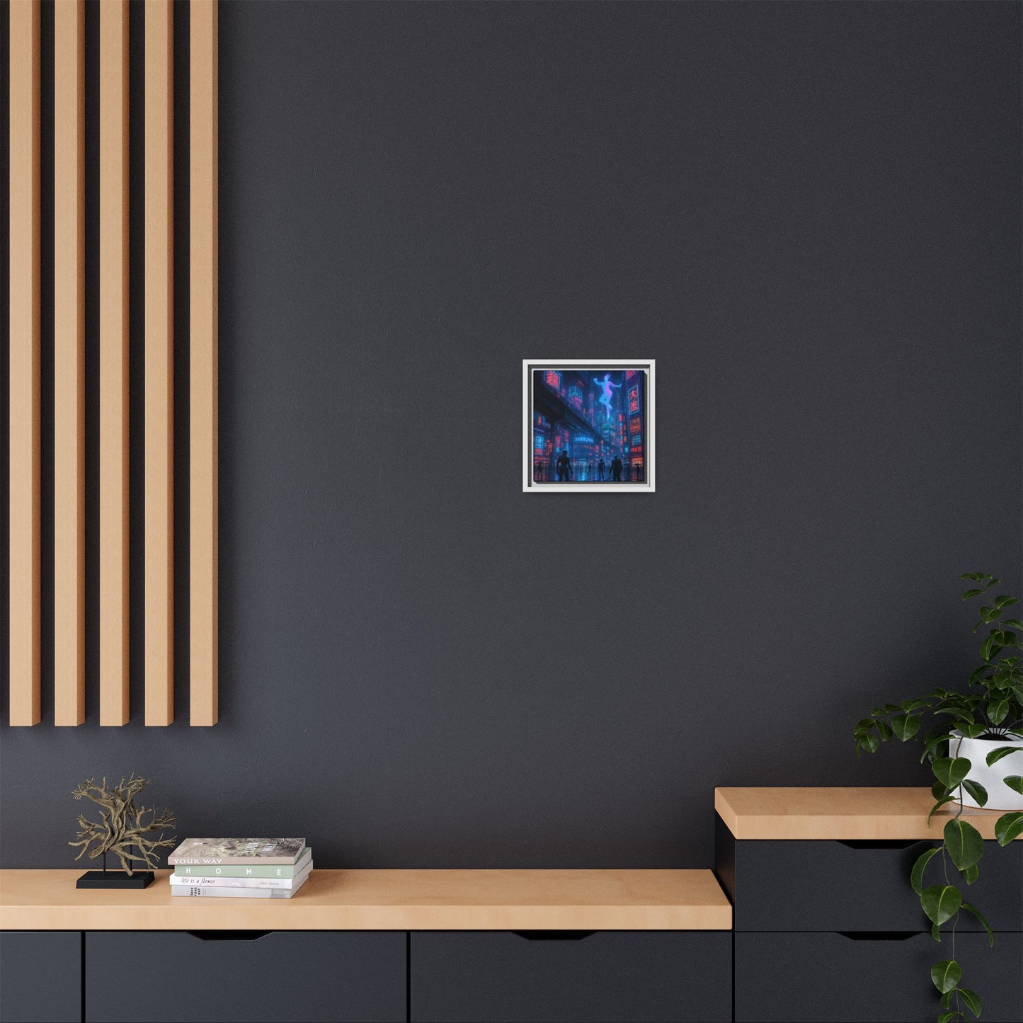 Neon Shibuya Spirit Framed Matte Canvas