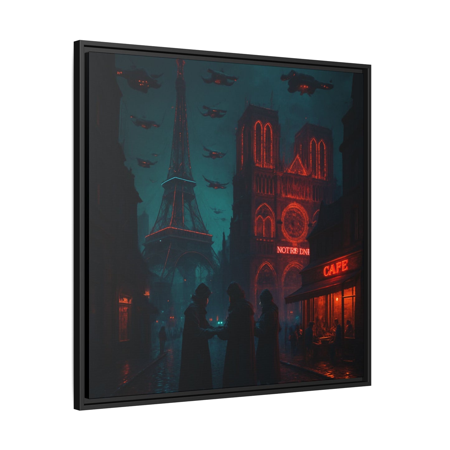 Neon Paris Dream Framed Matte Canvas