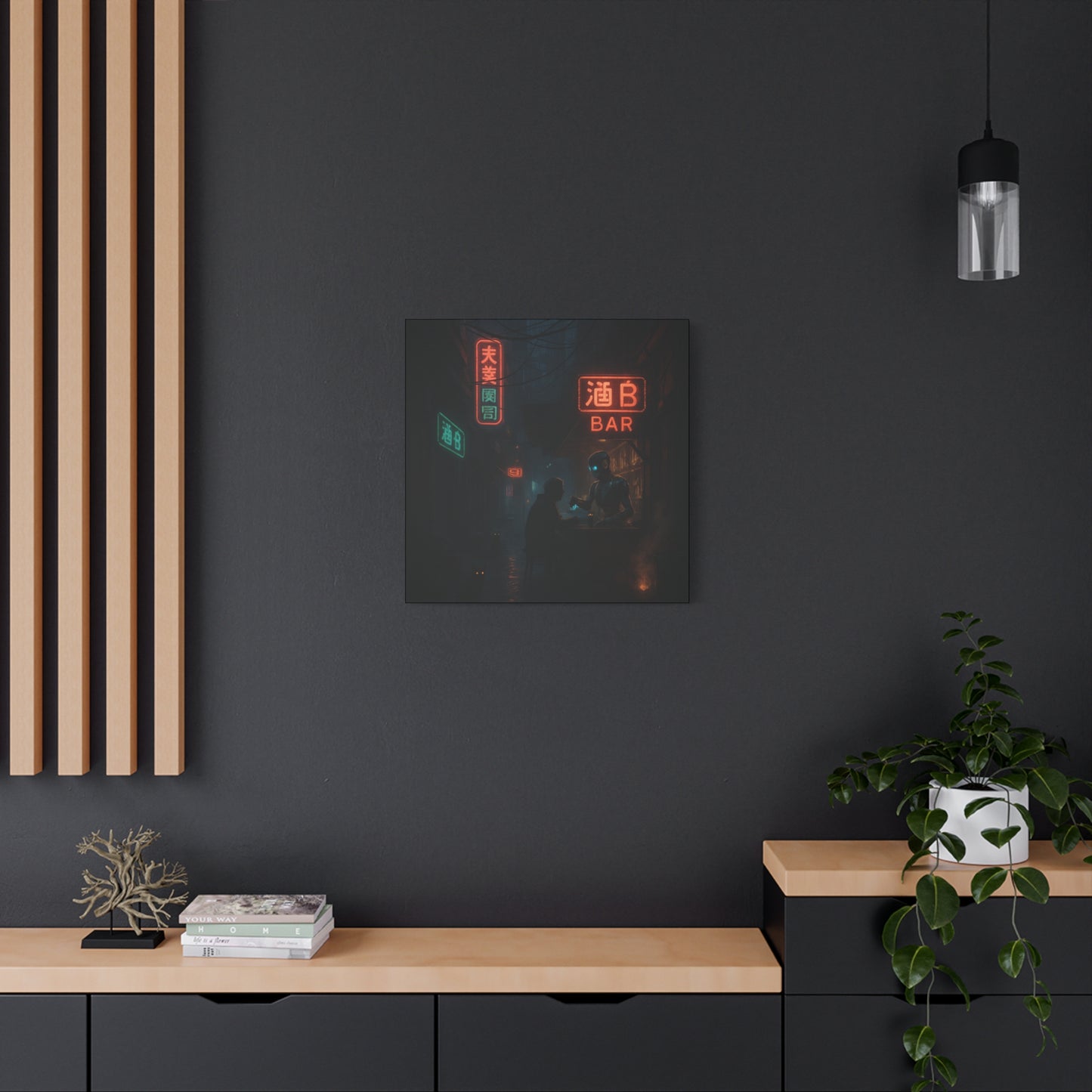 Neon Alley Bar Matte Canvas