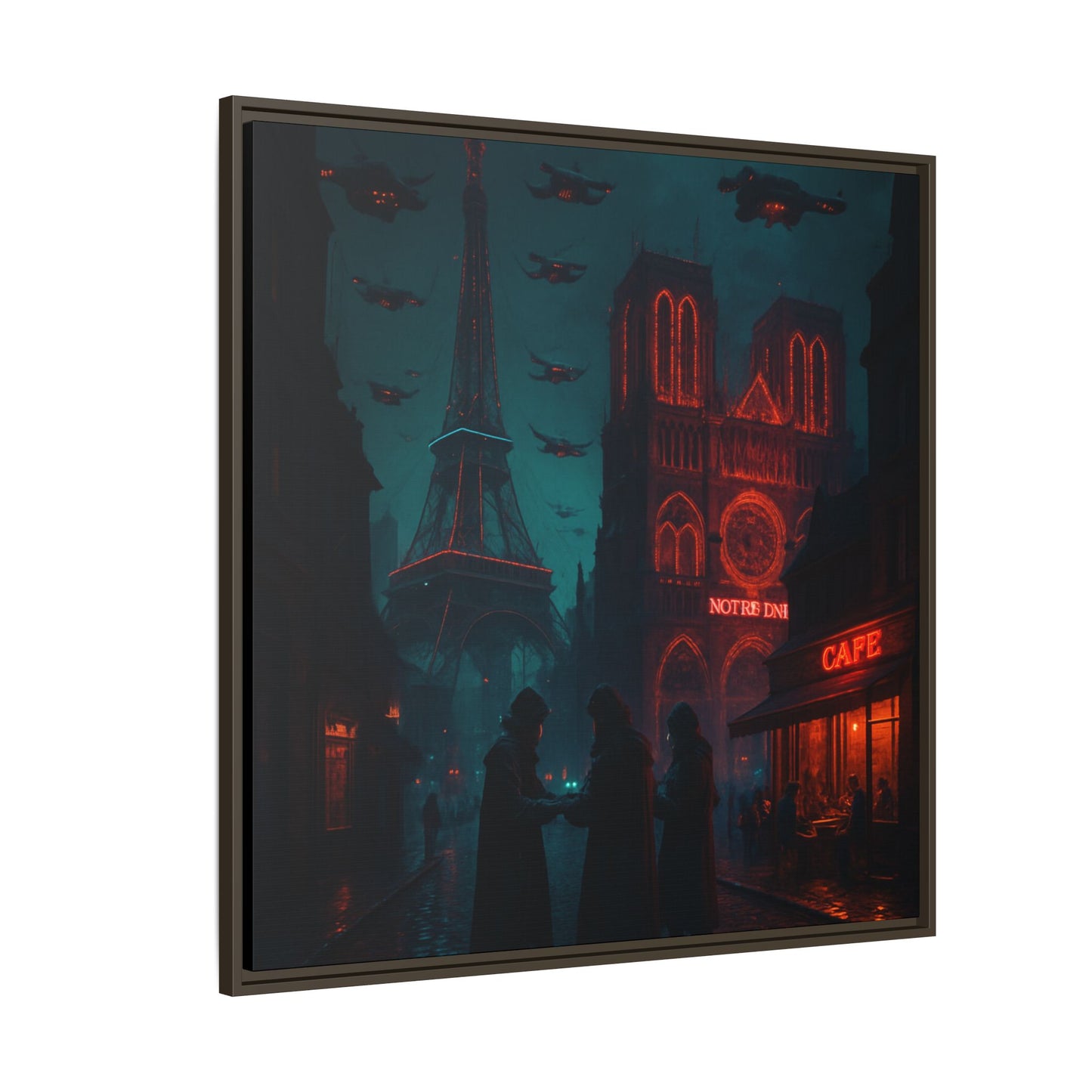 Neon Paris Dream Framed Matte Canvas