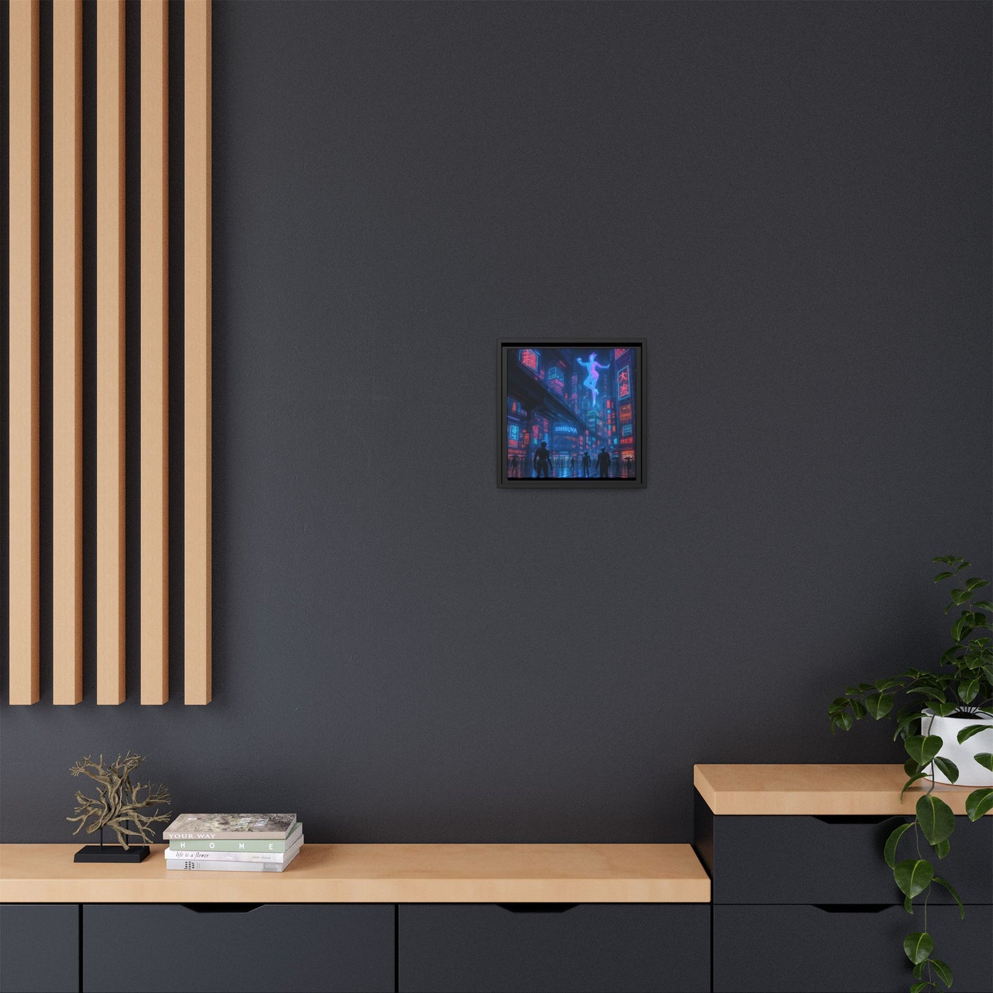 Neon Shibuya Spirit Framed Matte Canvas