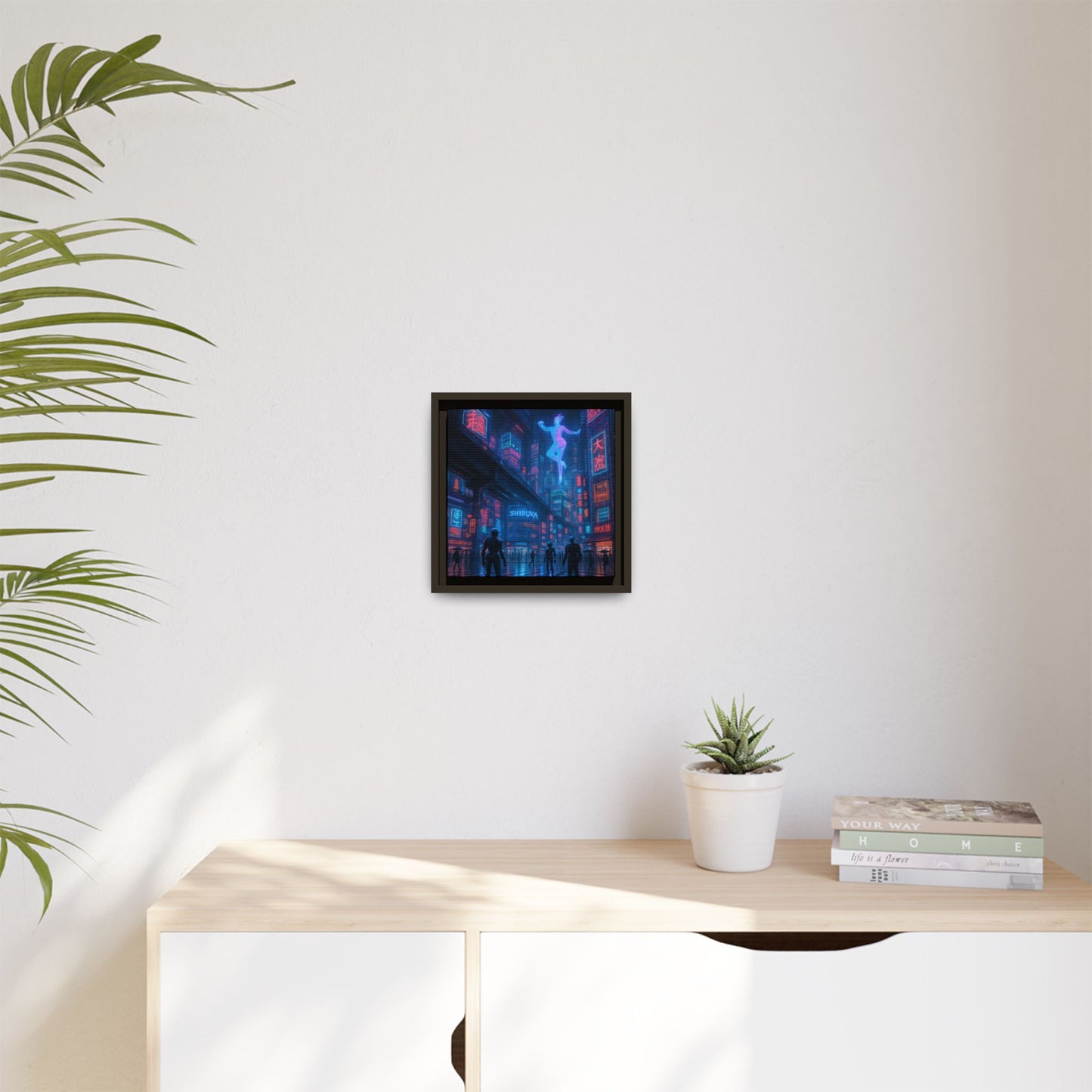 Neon Shibuya Spirit Framed Matte Canvas