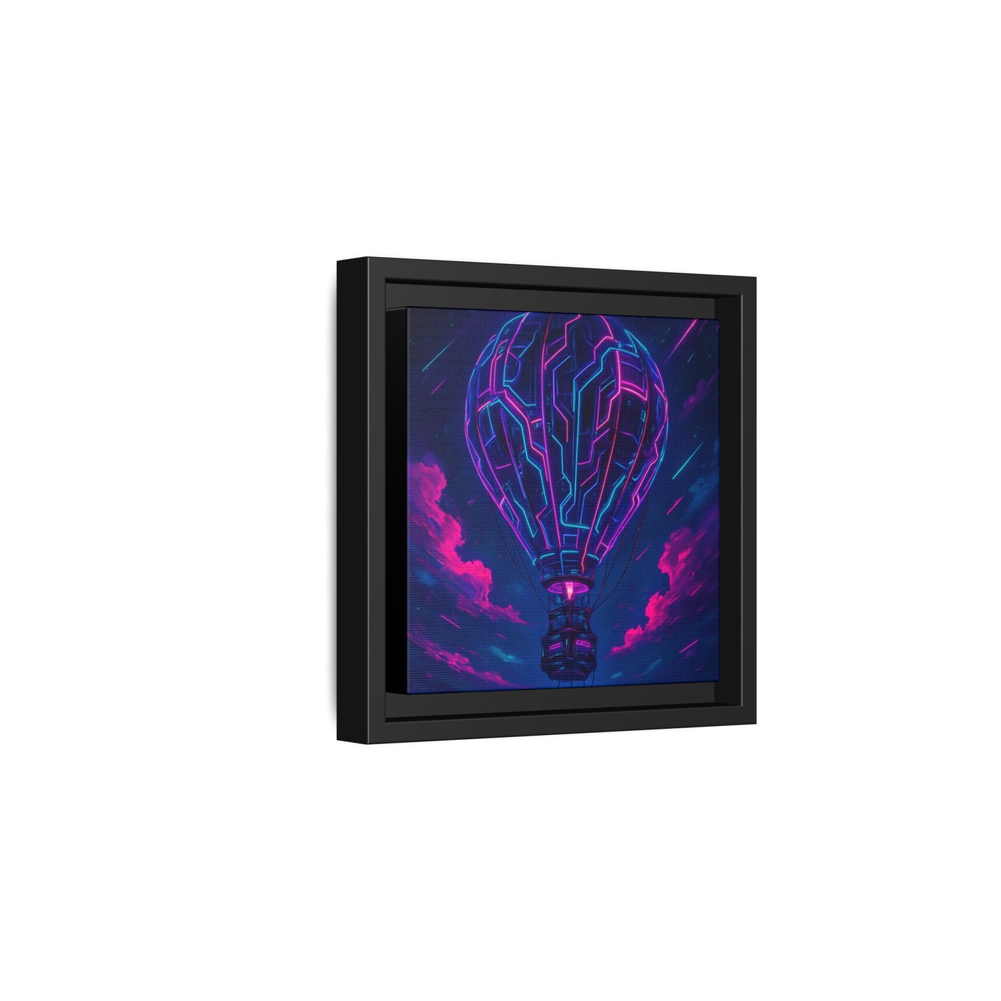Neon Circuit Balloon Framed Matte Canvas