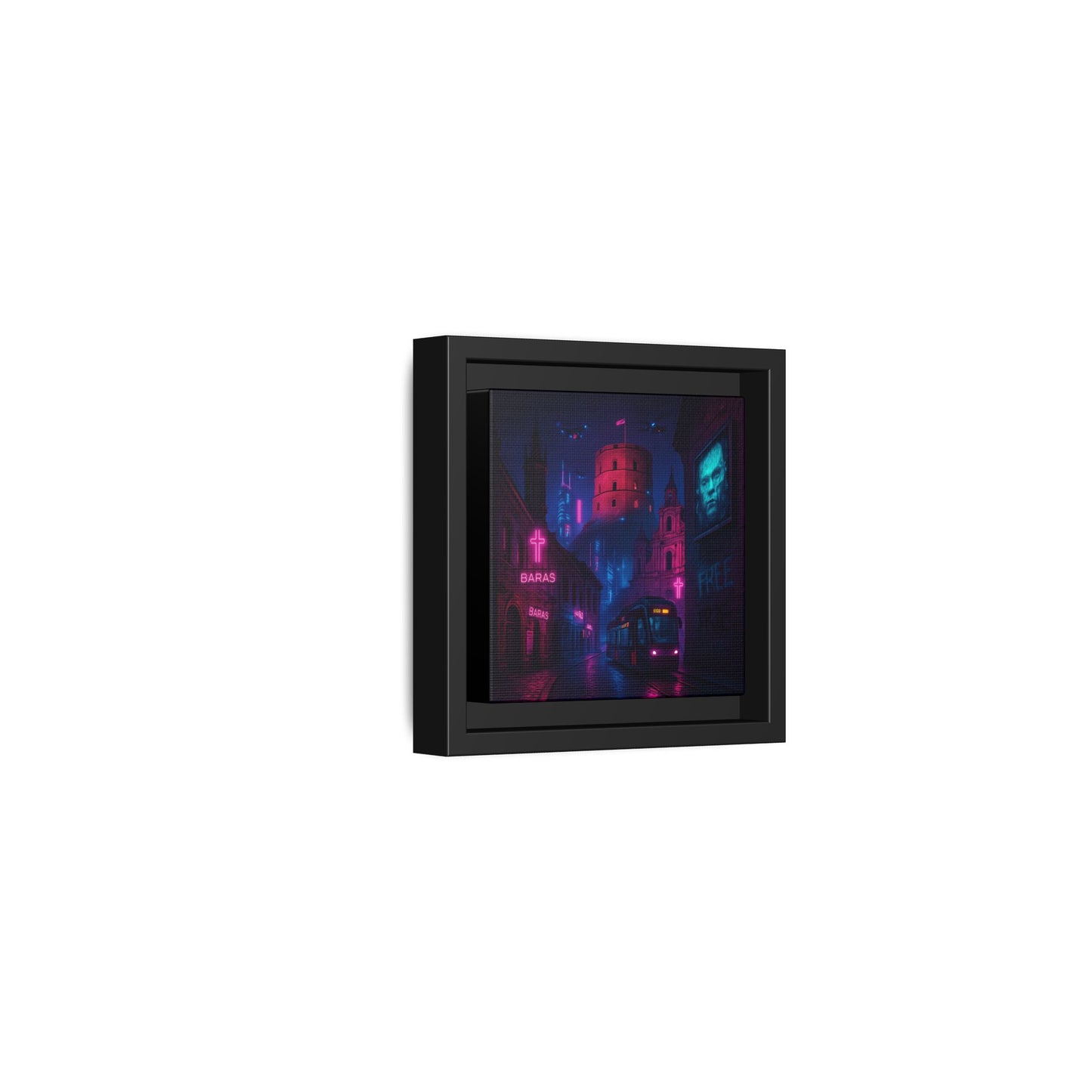 Night City Vilnius Framed Matte Canvas