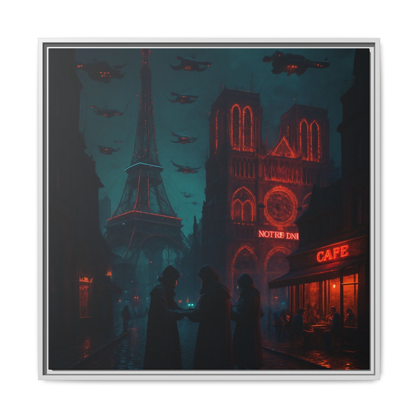 Neon Paris Dream Framed Matte Canvas