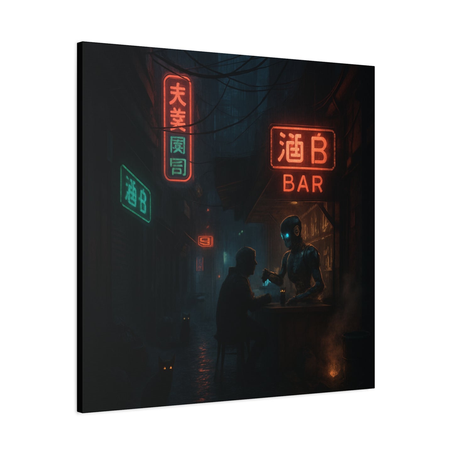 Neon Alley Bar Matte Canvas