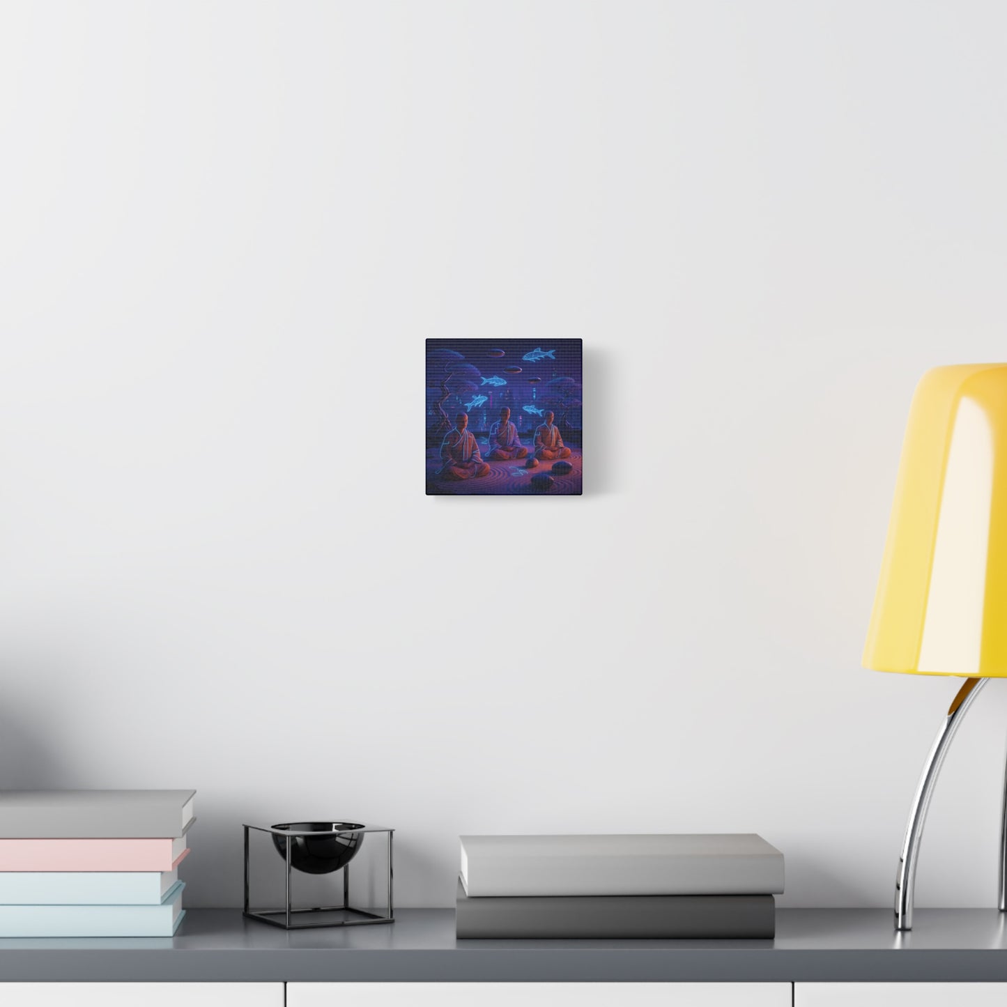 Neon Zen Meditation Matte Canvas