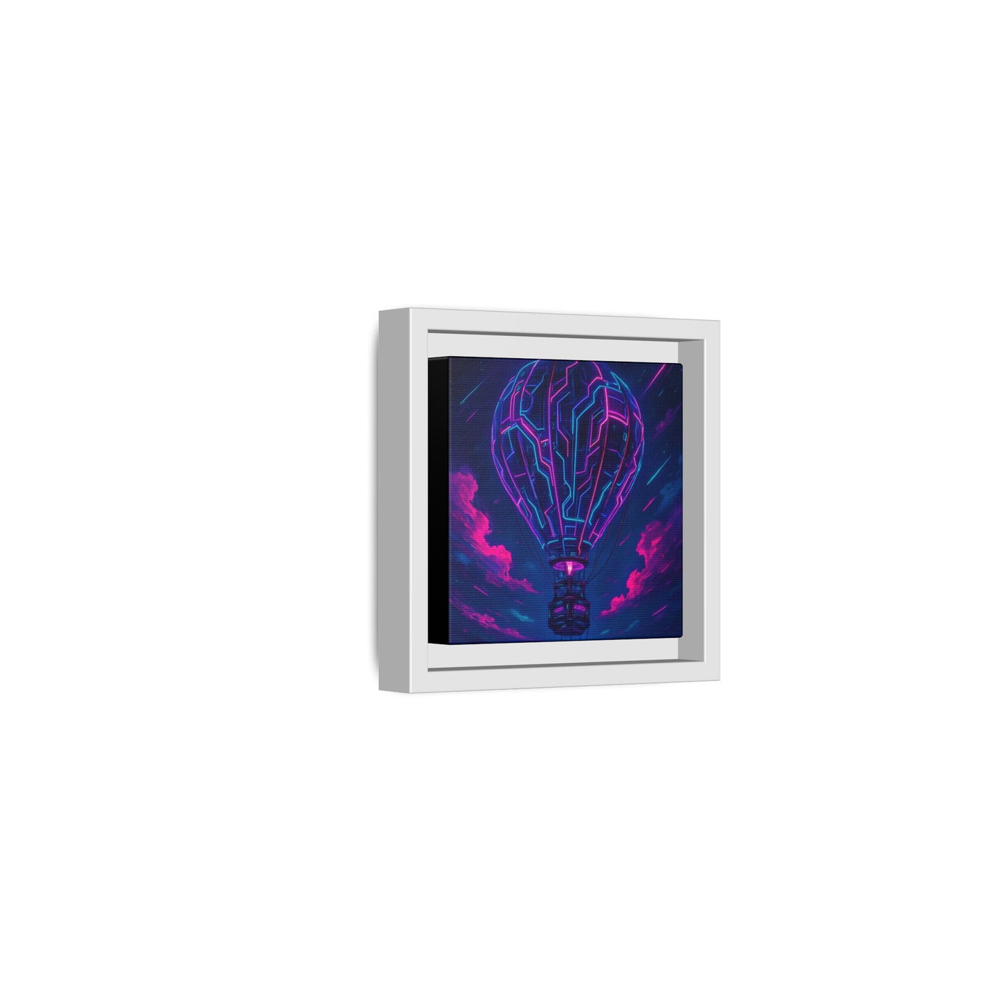 Neon Circuit Balloon Framed Matte Canvas
