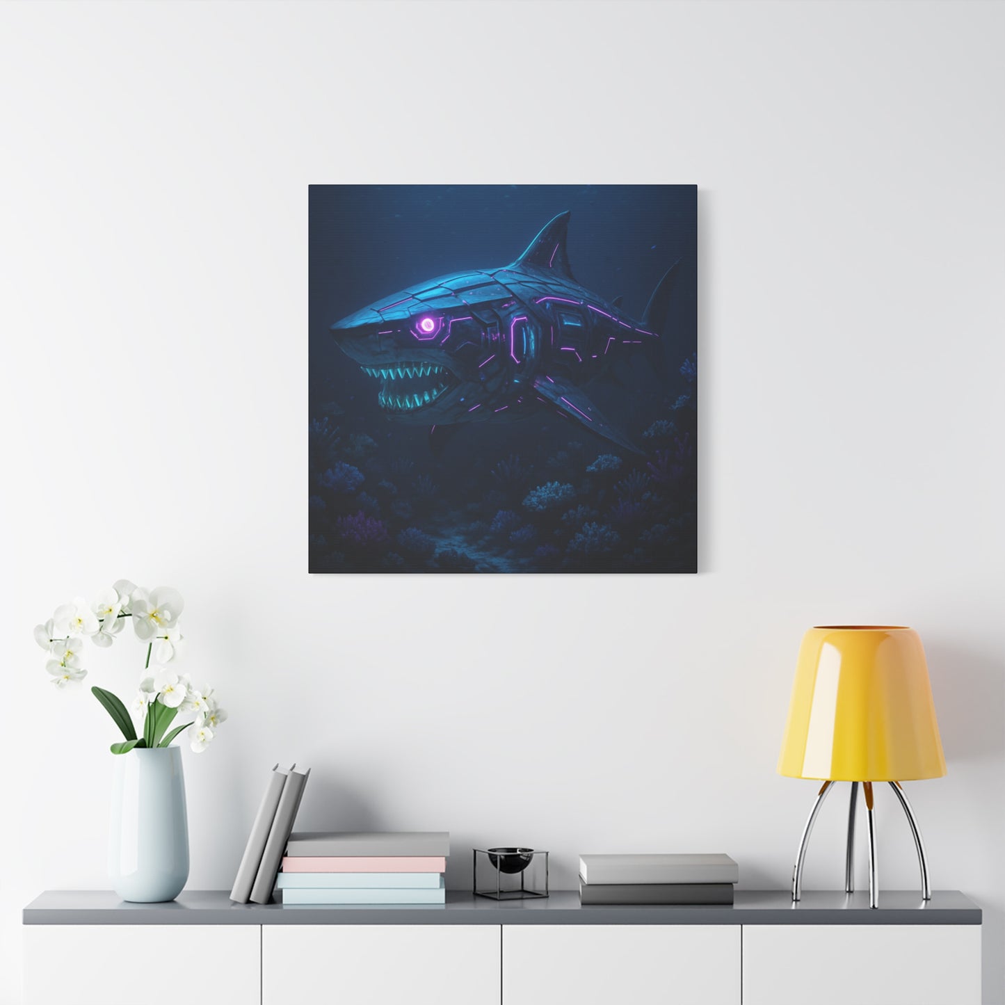 Cyber Shark Abyss Matte Canvas
