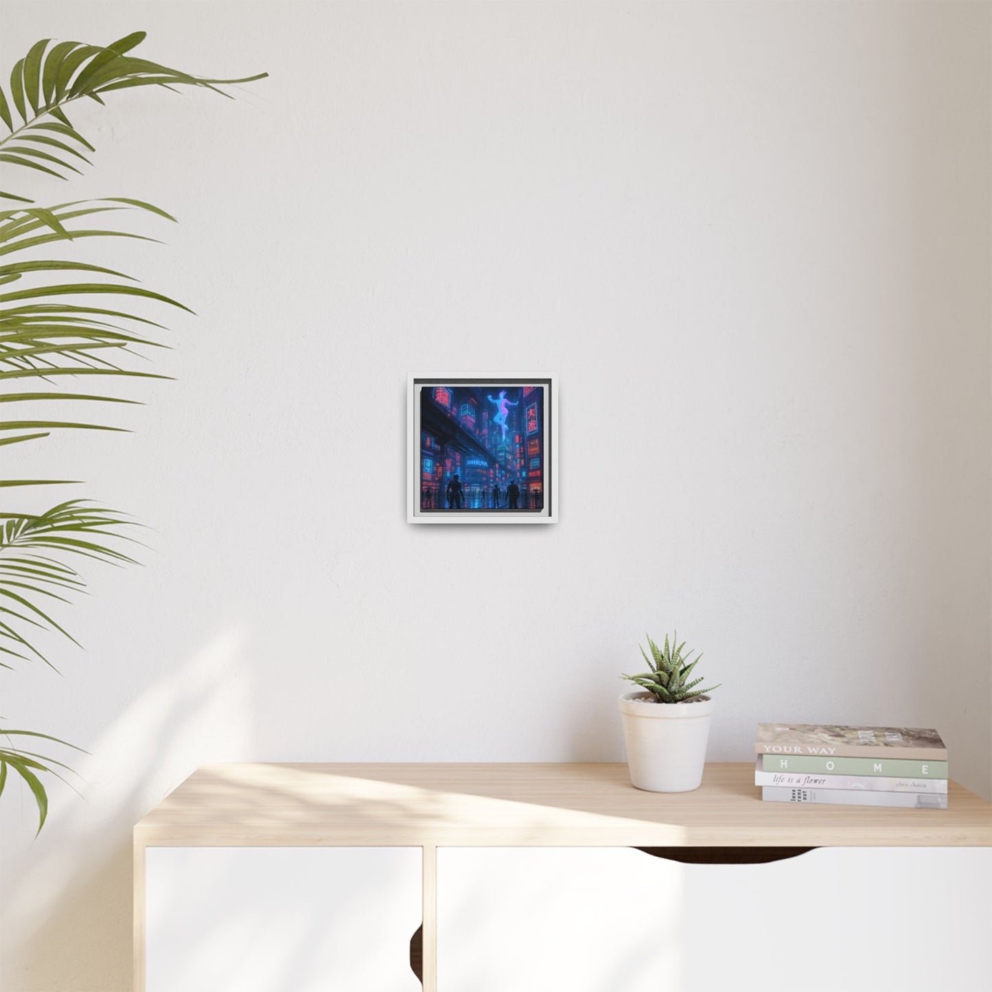 Neon Shibuya Spirit Framed Matte Canvas