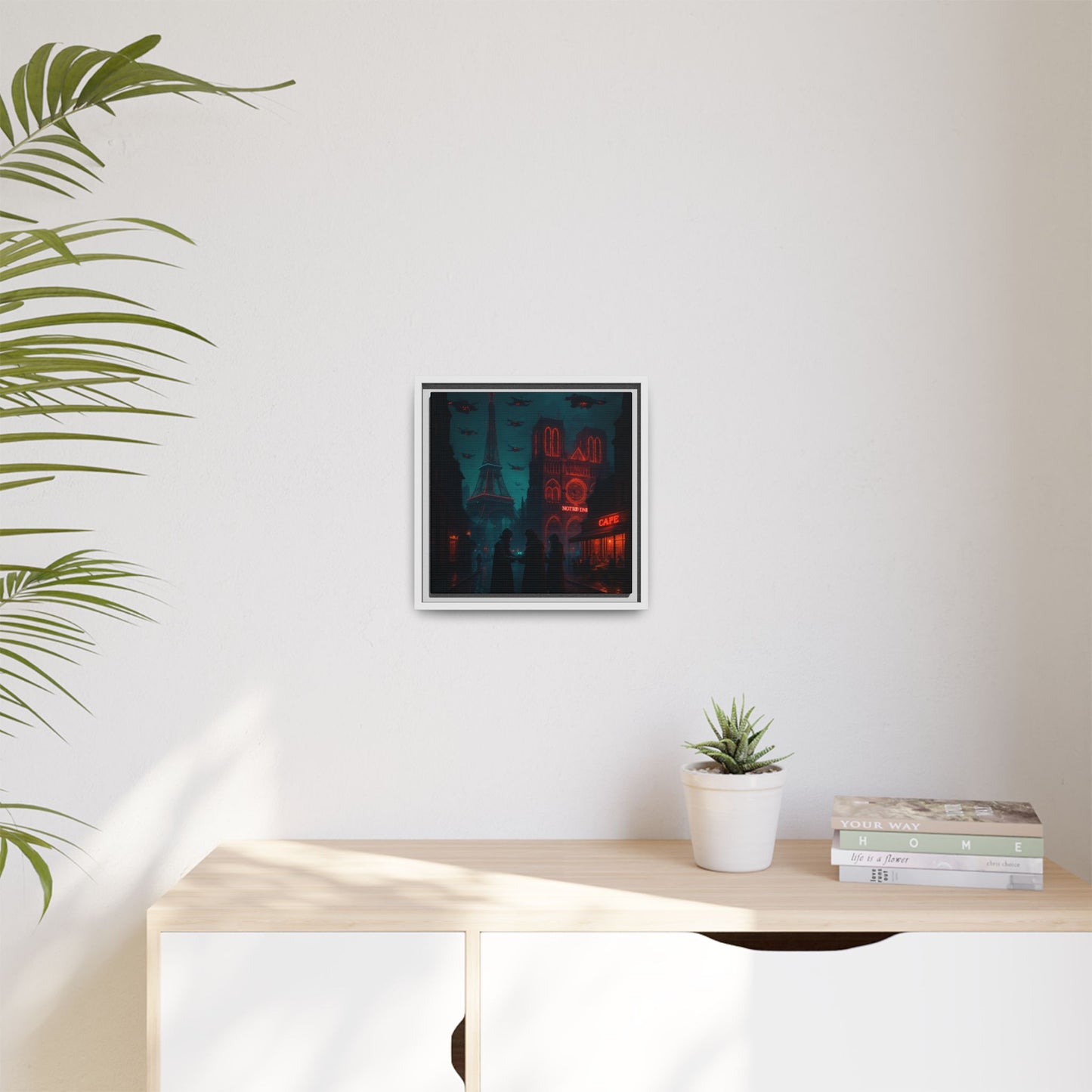 Neon Paris Dream Framed Matte Canvas