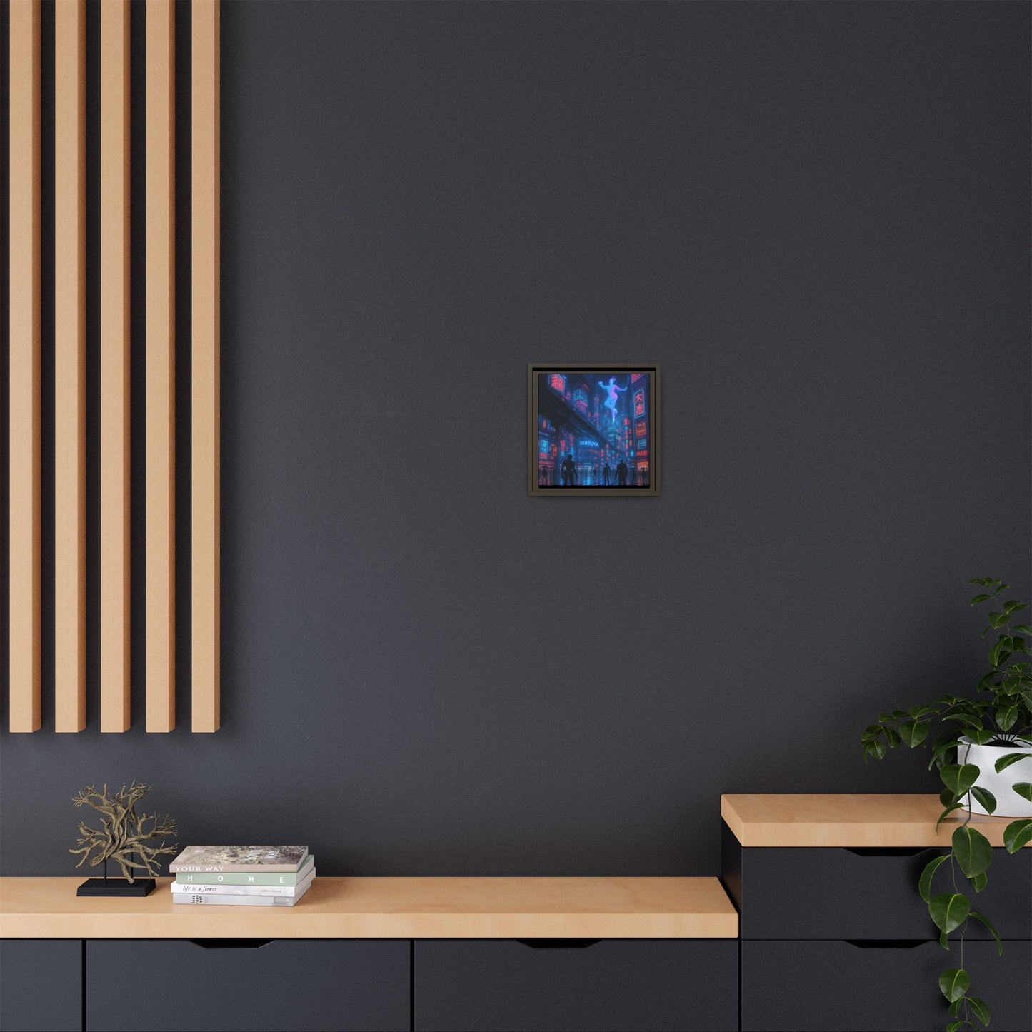 Neon Shibuya Spirit Framed Matte Canvas
