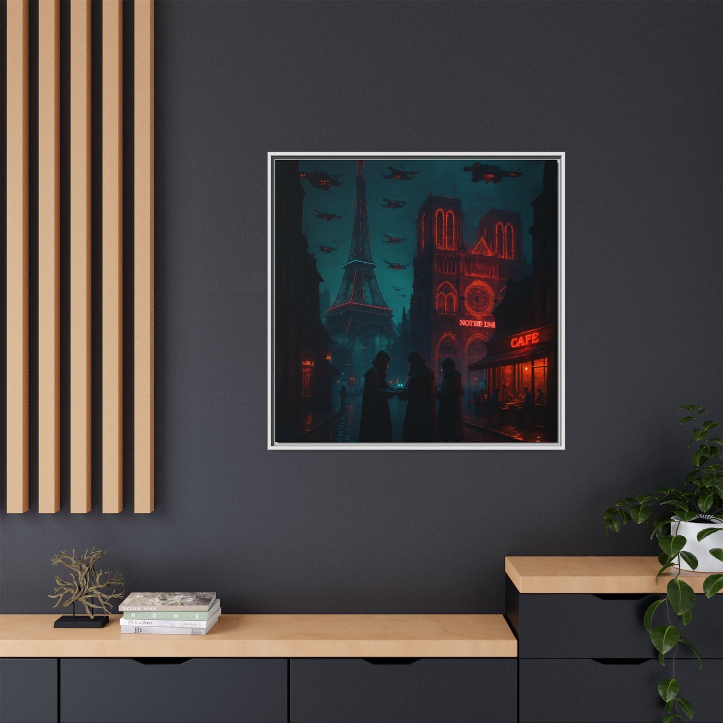 Neon Paris Dream Framed Matte Canvas