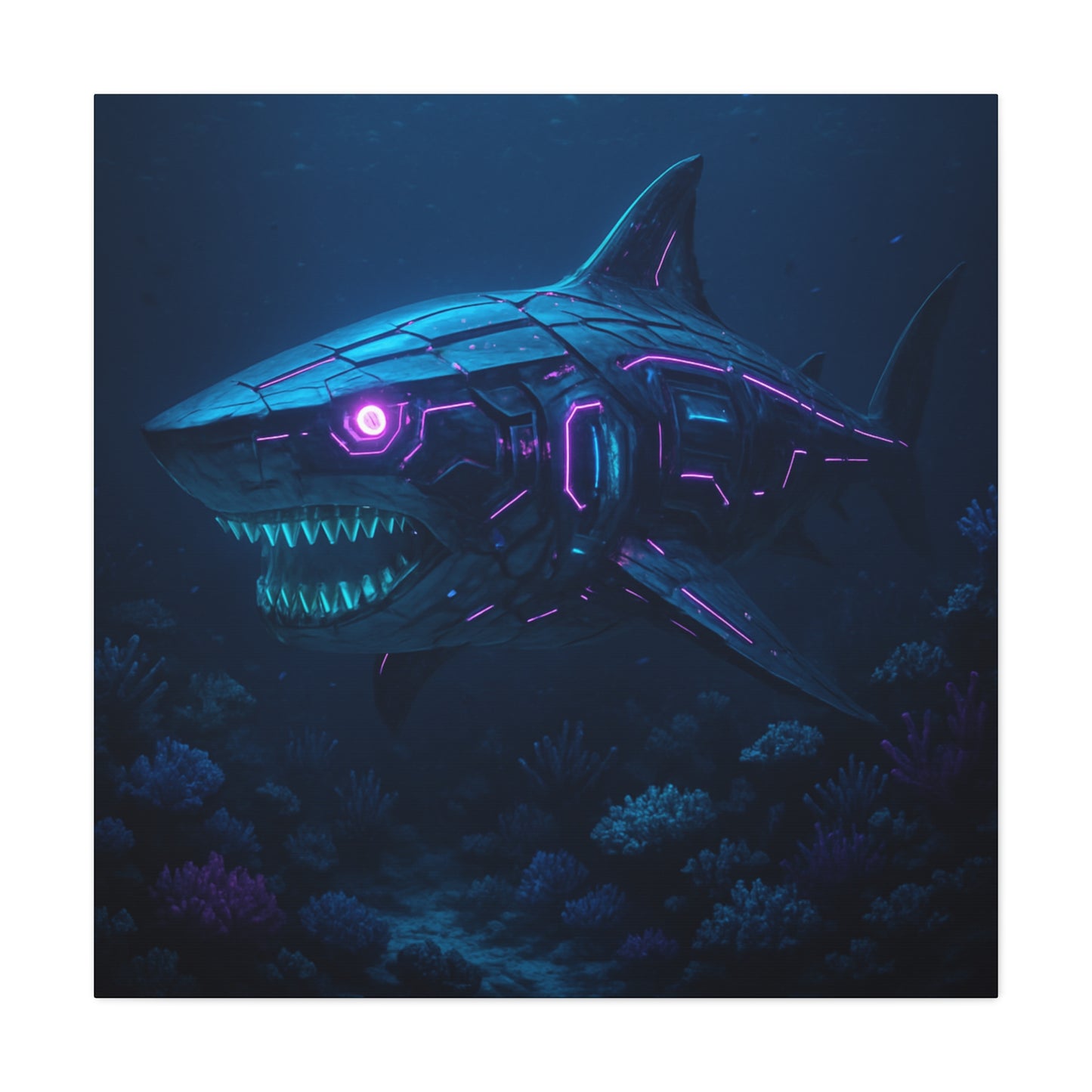 Cyber Shark Abyss Matte Canvas