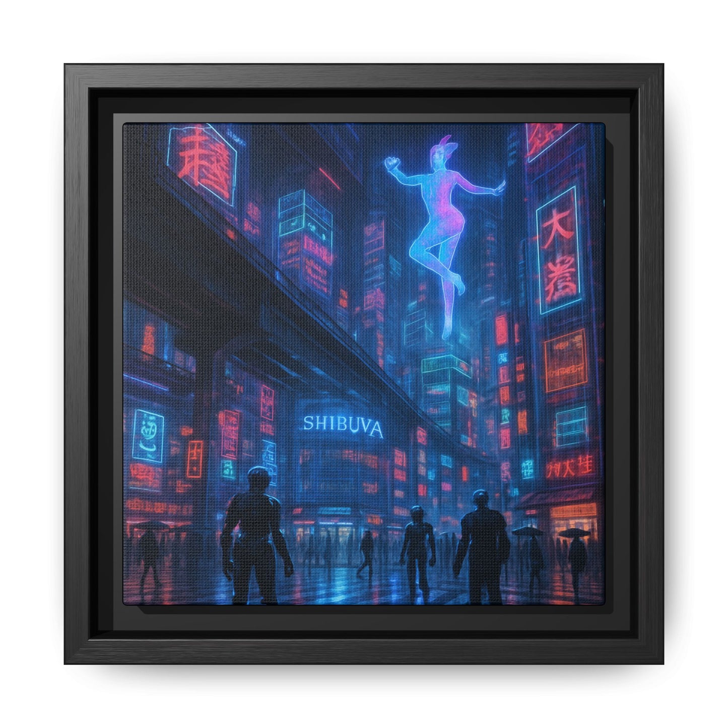 Neon Shibuya Spirit Framed Matte Canvas