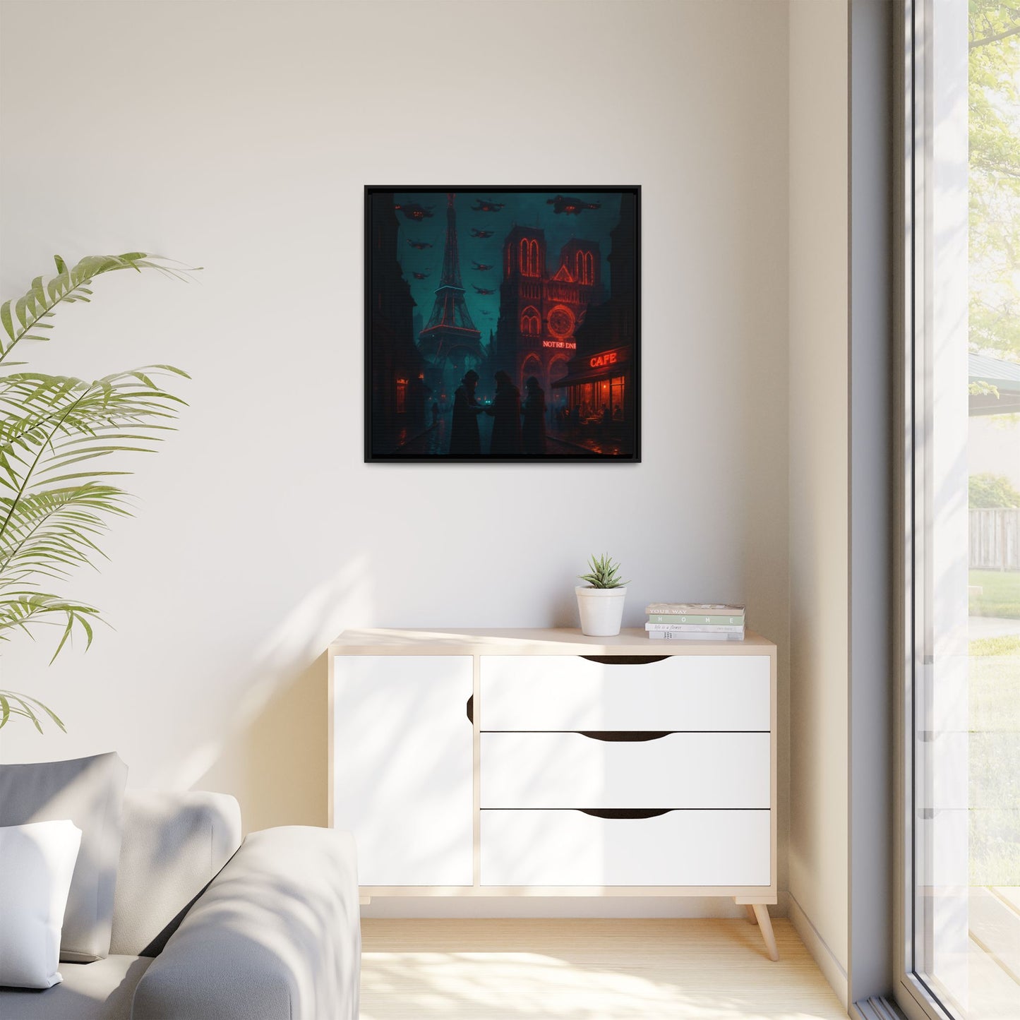 Neon Paris Dream Framed Matte Canvas