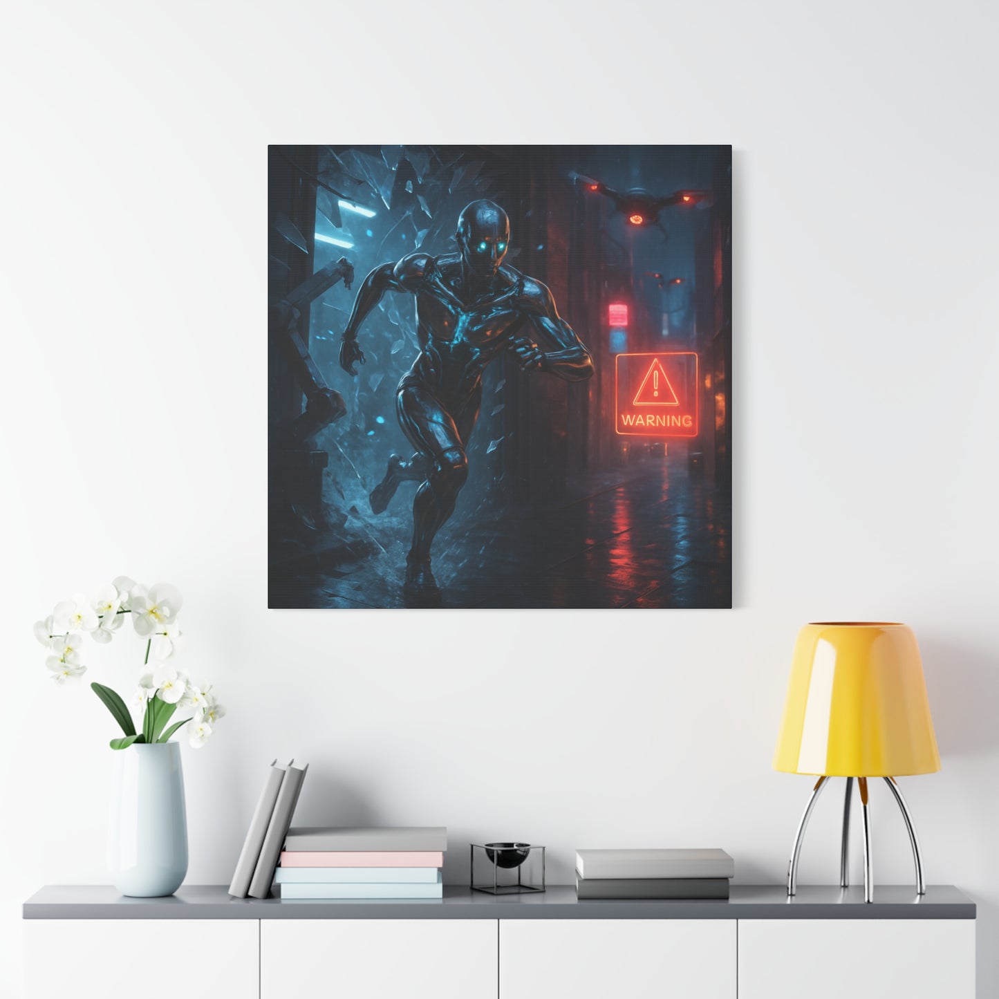 Neon Escape Futuristic Runner Matte Canvas