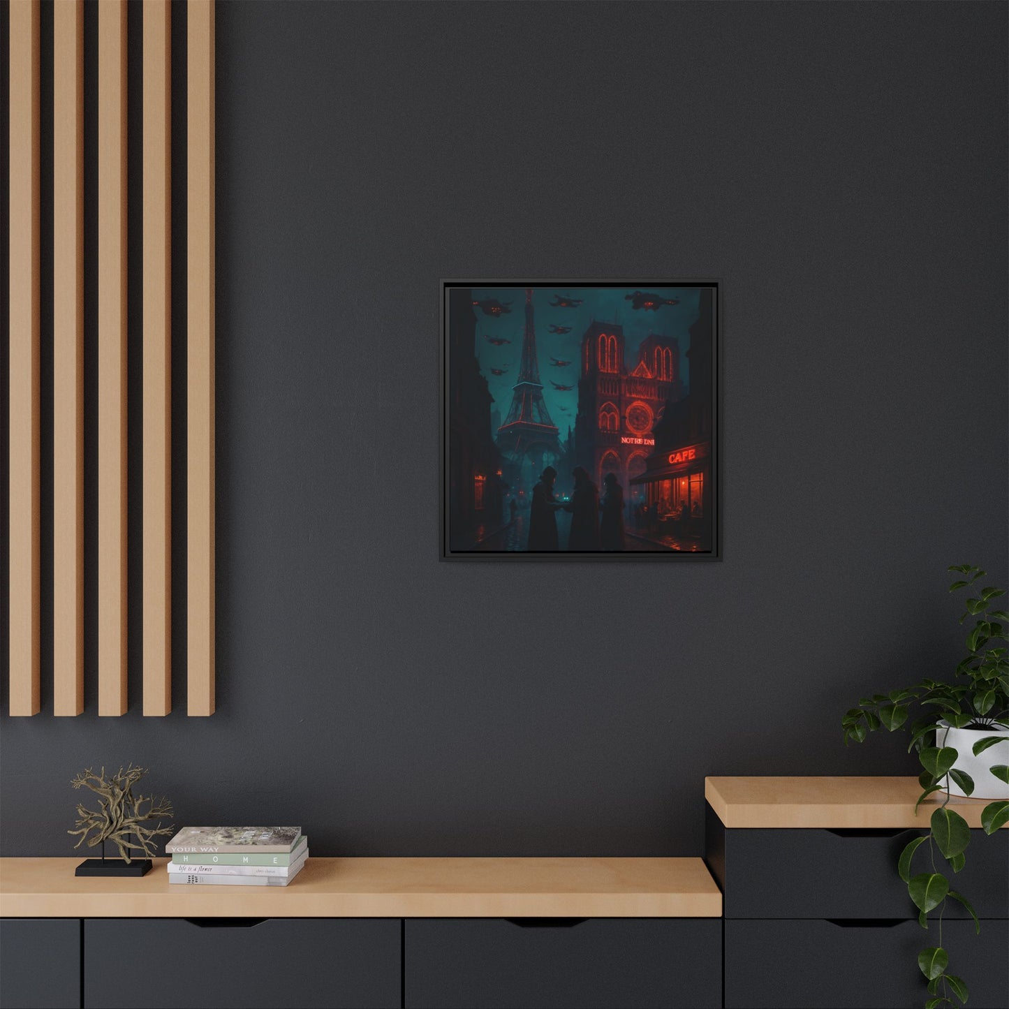 Neon Paris Dream Framed Matte Canvas