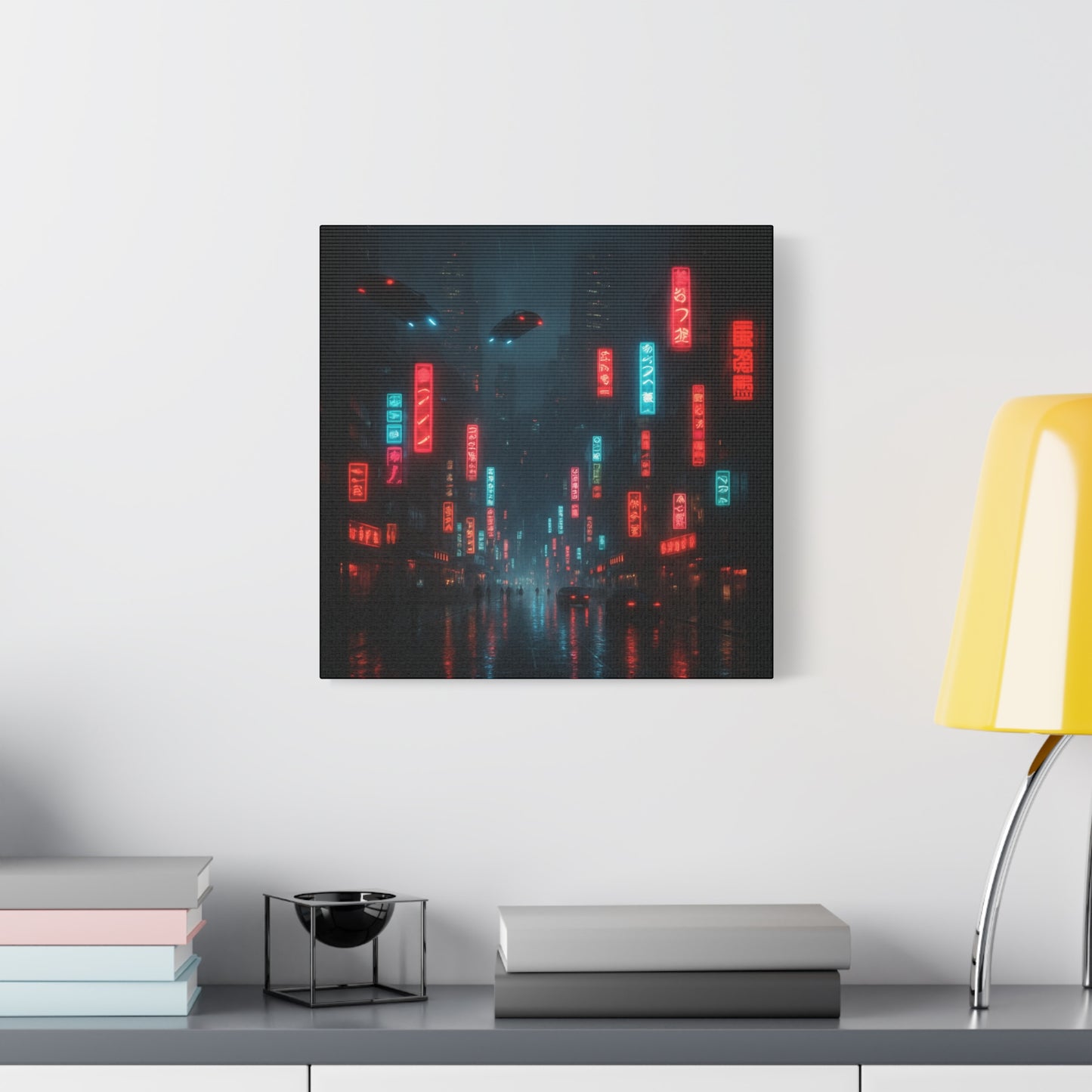 Neon City Street Matte Canvas