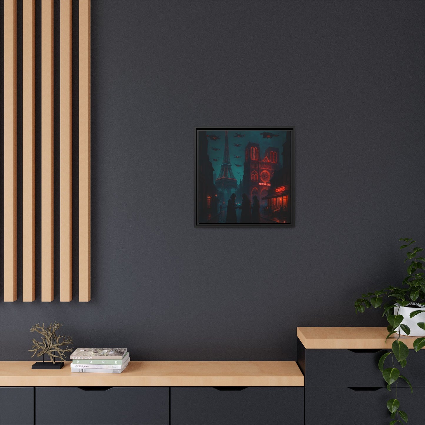Neon Paris Dream Framed Matte Canvas