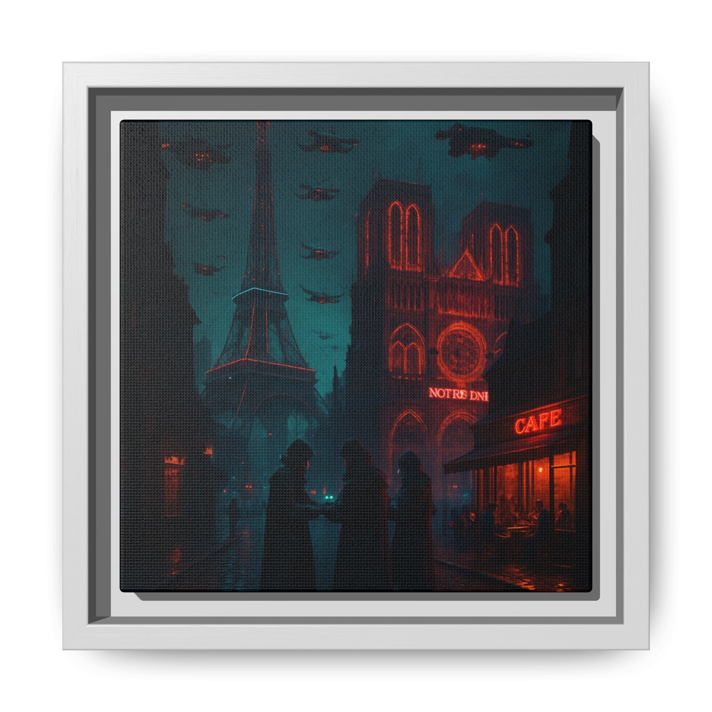 Neon Paris Dream Framed Matte Canvas