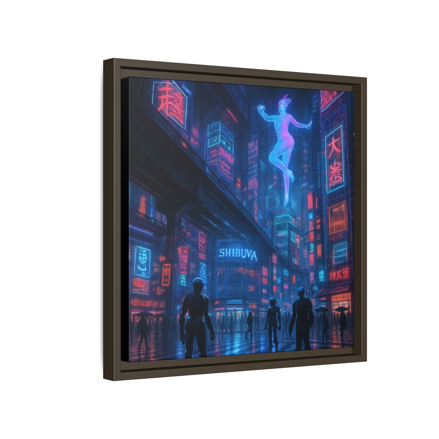 Neon Shibuya Spirit Framed Matte Canvas