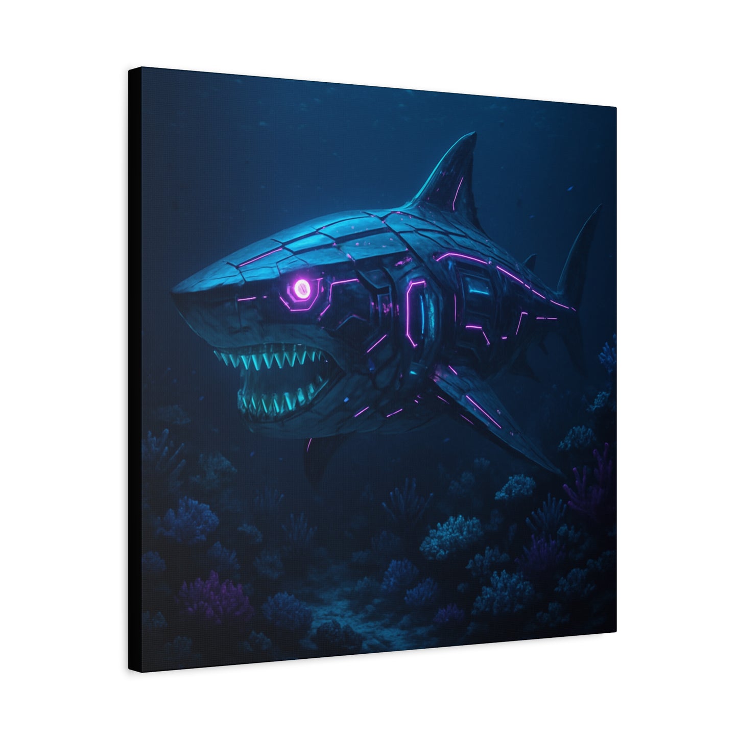 Cyber Shark Abyss Matte Canvas