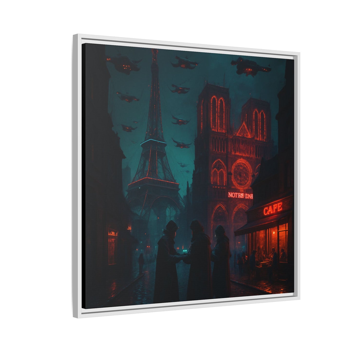 Neon Paris Dream Framed Matte Canvas