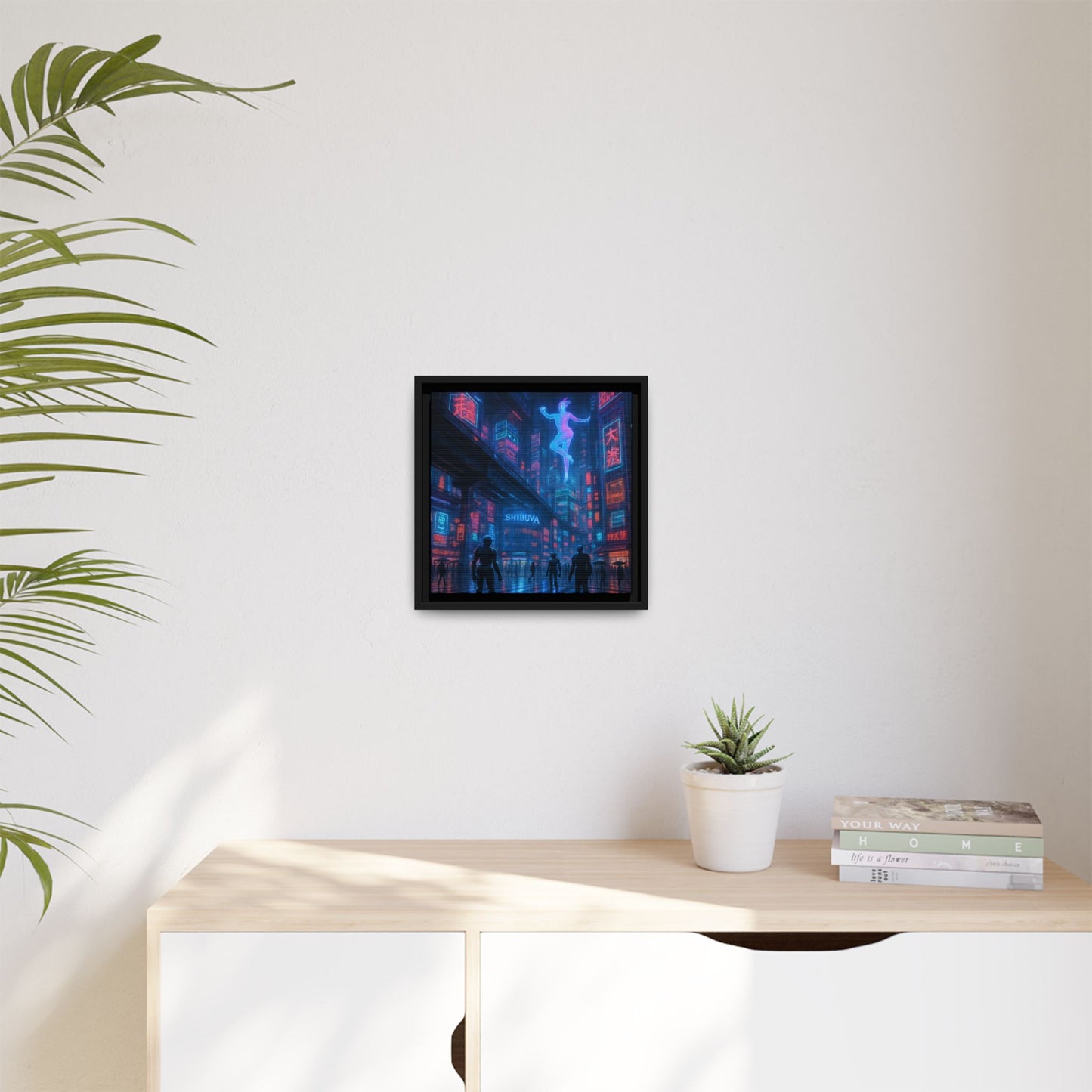 Neon Shibuya Spirit Framed Matte Canvas